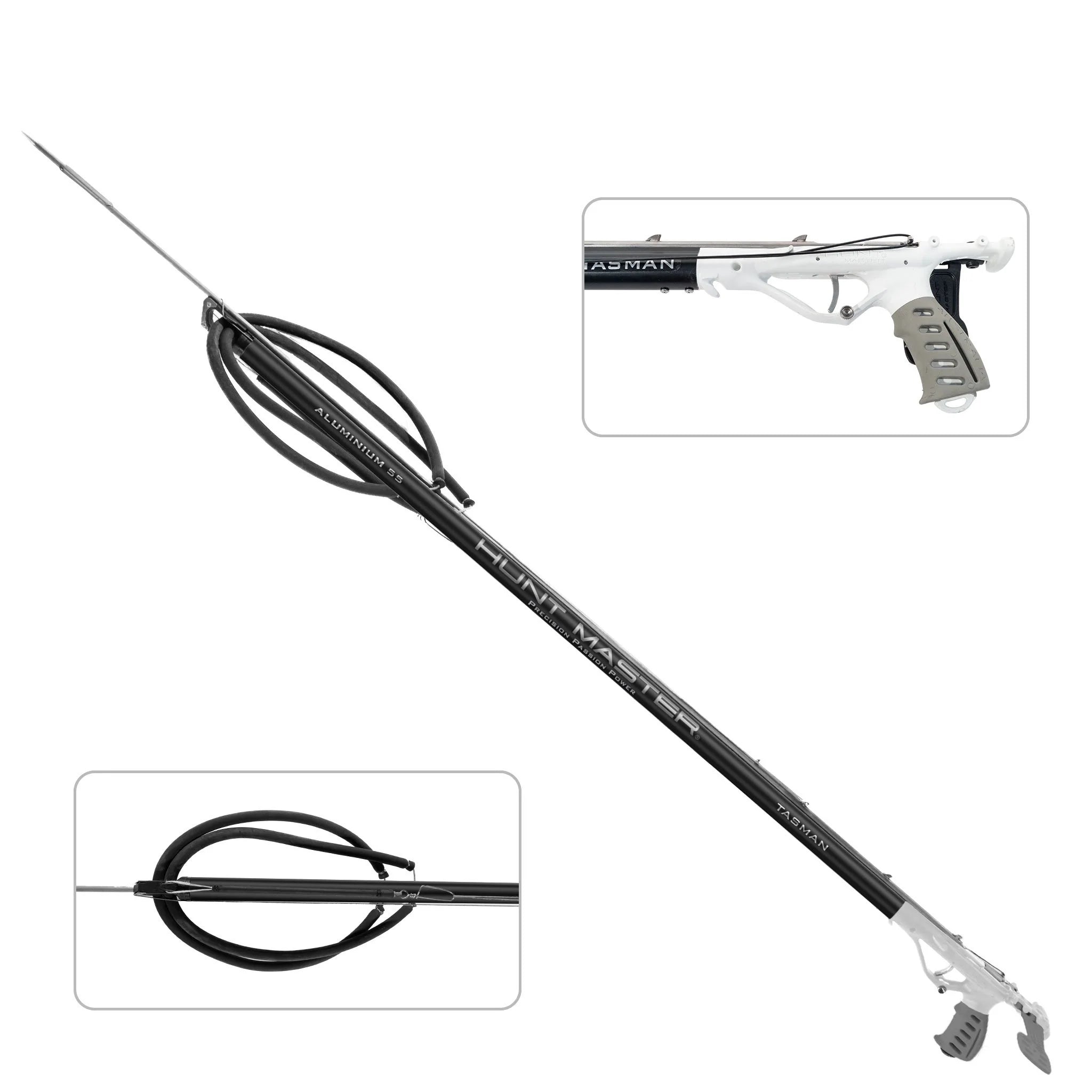 Hunt Master Tasman Aluminum Open Head Speargun - Black or White Handle - Perfect for Spearfishing, Underwater Hunting & Ocean Adventures