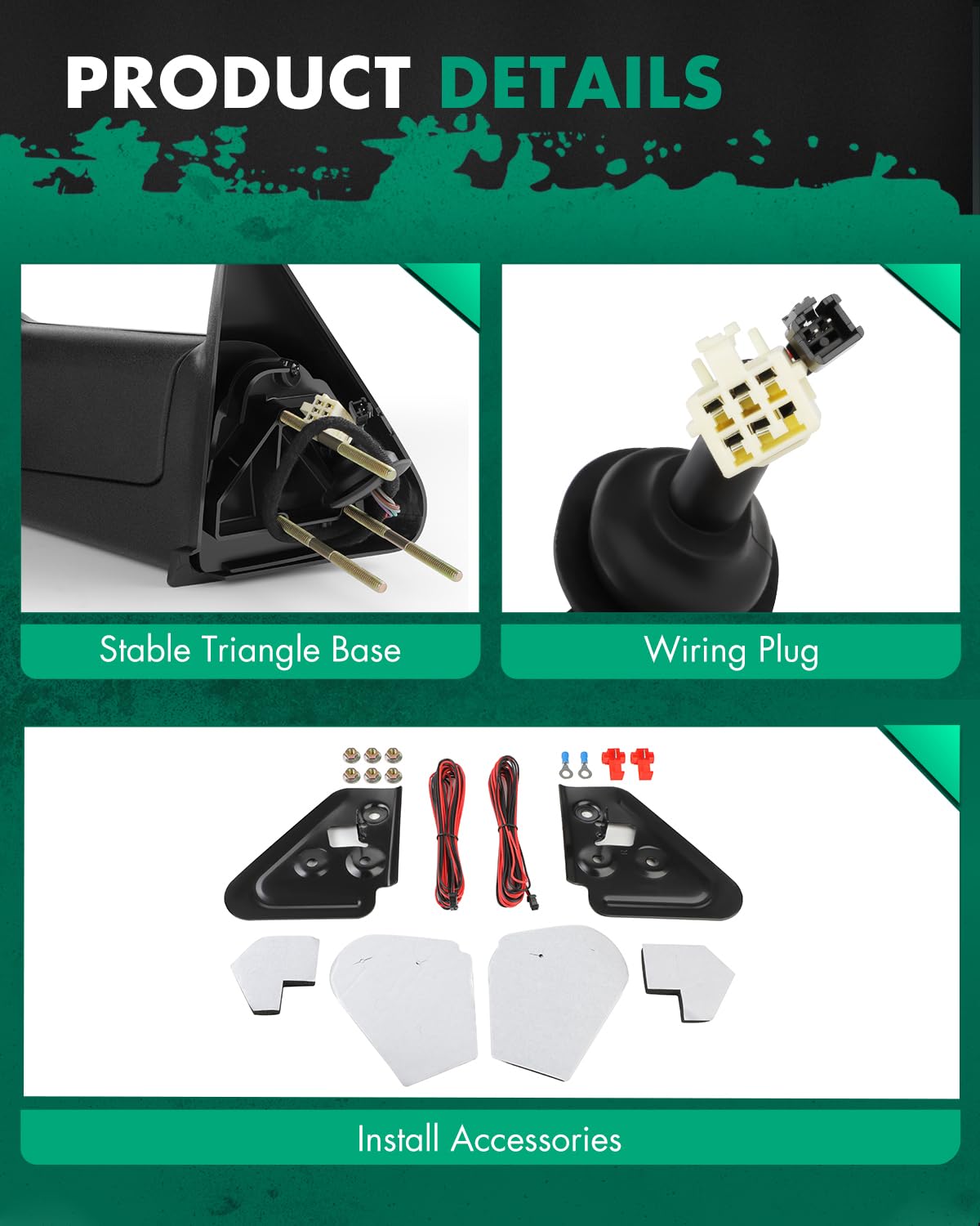 SCITOO Heated Power Towing Mirrors with Turn Signal, Chrome Manual Folding & Flip Up - LH RH Replacement Tow Mirrors for 1998-2002 Dodge Ram 1500/2500/3500 Trucks (Pair) - Perfect for Towing, Off-Roading & Enhanced Visibility