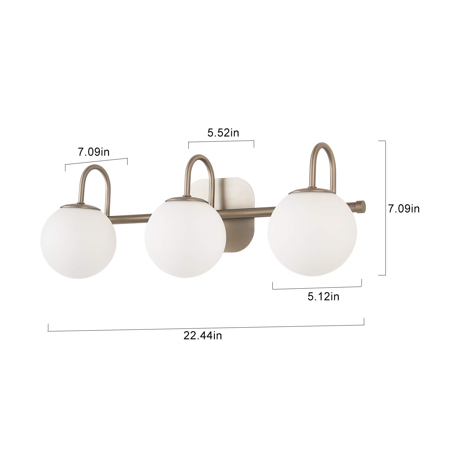 Modern Brushed Nickel Bathroom Vanity Light Fixture - 3-Light Wall Sconce with Milk White Glass Globe Shades for Bathroom Mirror Lighting, Vanity Bar & Powder Room (Excludes G9 Bulb) - Perfect for Contemporary Home Decor & Spa-Like Ambiance