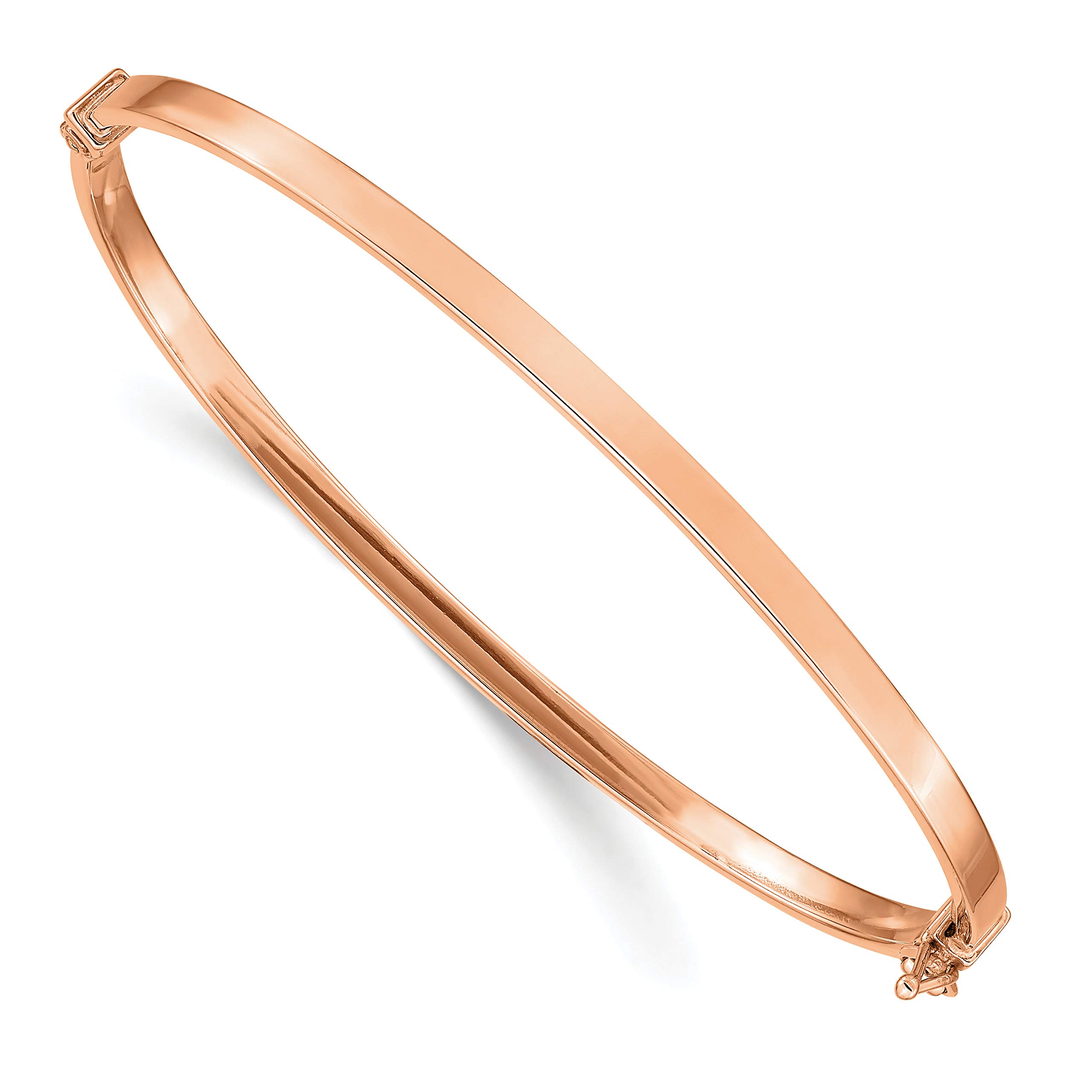 14K Rose Gold Polished Hinged Bangle Bracelet for Women - Elegant Jewelry Gift for Anniversary, Birthday & Special Occasions
