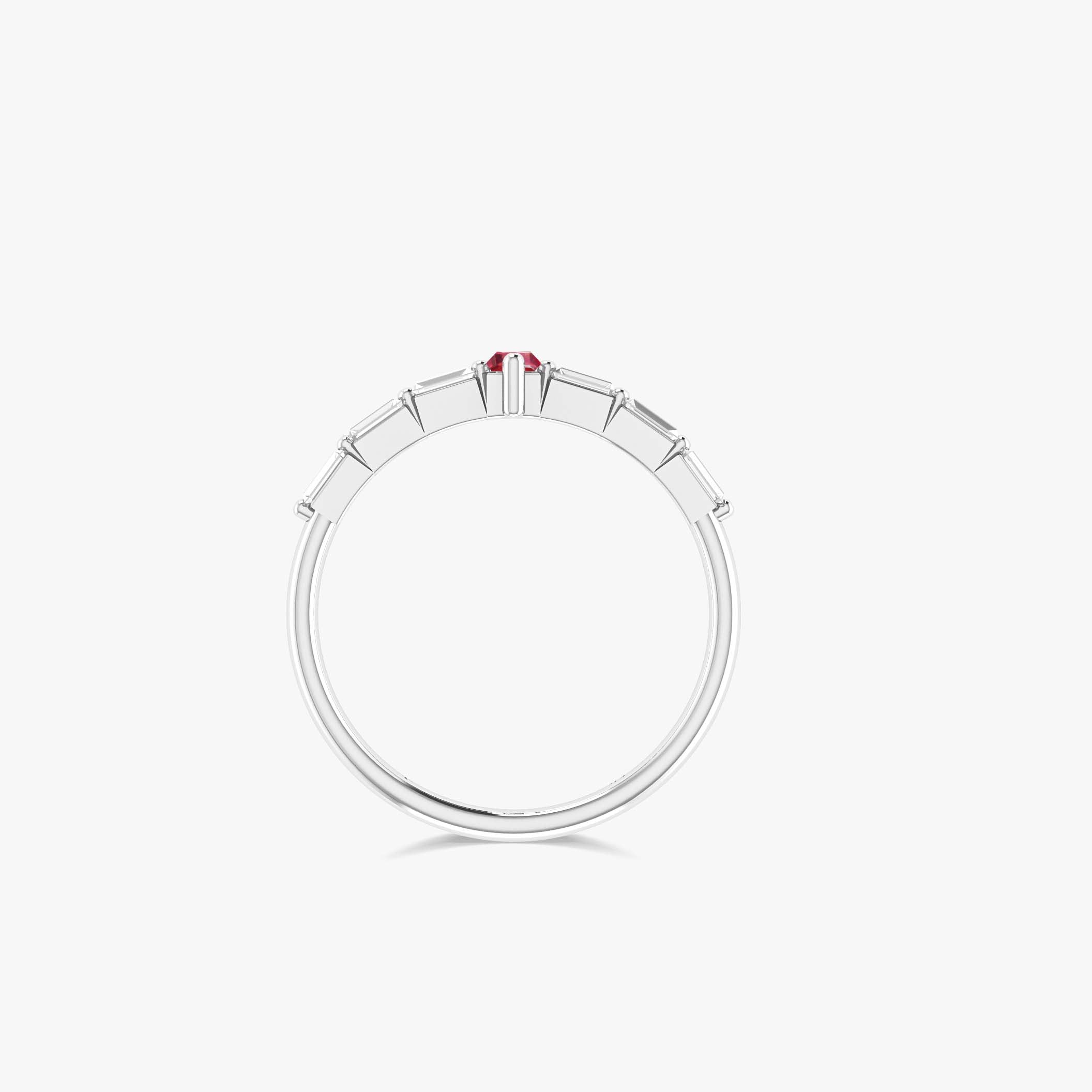 Exquisite Baguette-Cut Ruby & Zircon Ring for Women | Vintage-Inspired Jewelry | Perfect for Weddings, Anniversaries & Special Occasions