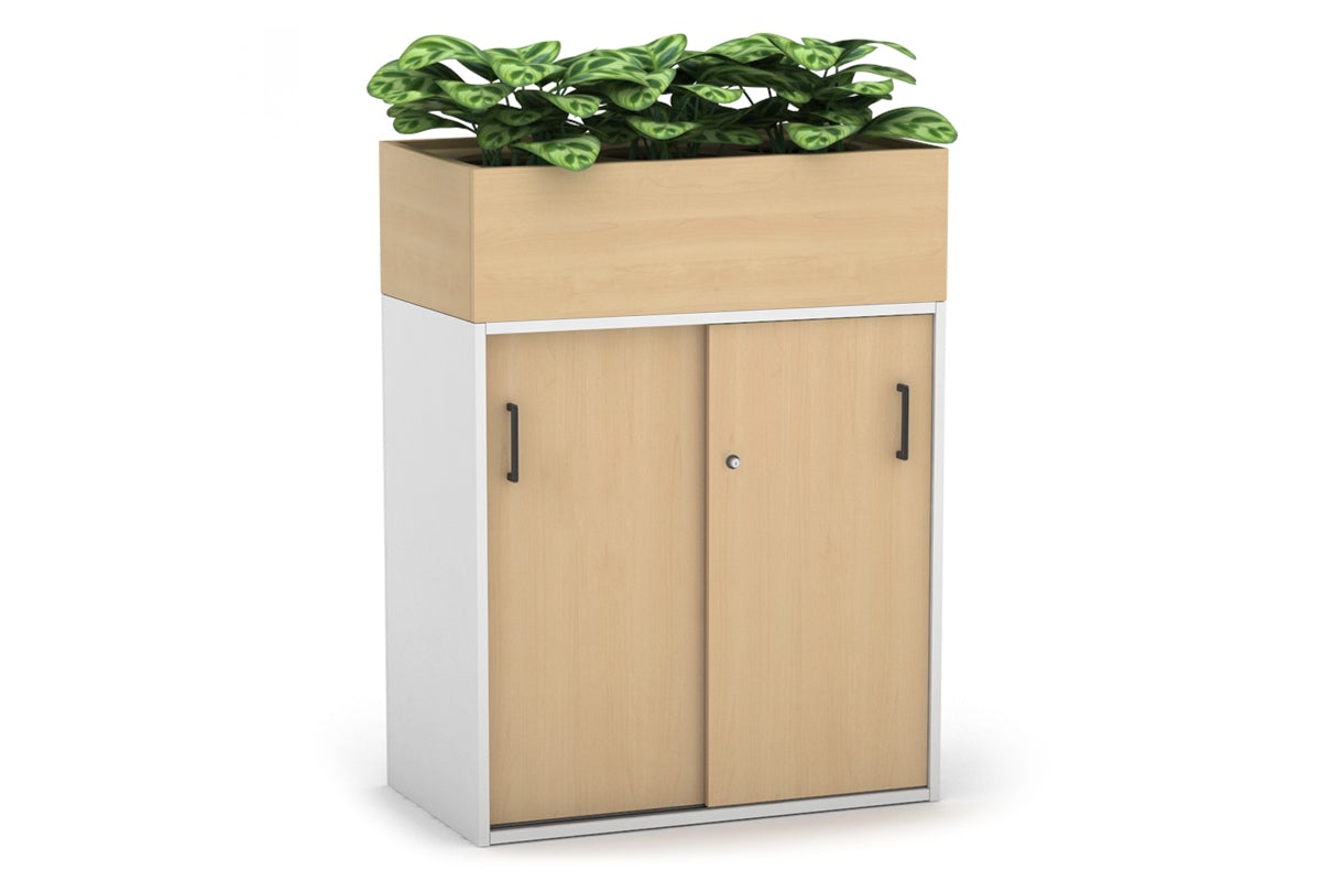 Uniform Medium Credenza with Planter Box - 800W x 1125H x 428D - Modern Storage Cabinet for Living Room, Bedroom or Office - Perfect for Home Organization and Indoor Plant Display