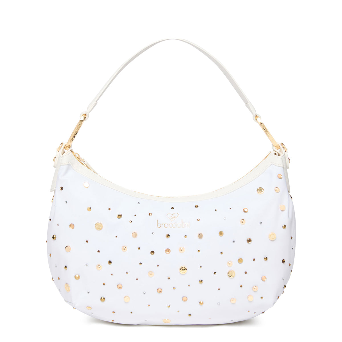 Braccialini Beth Strass Shoulder Bag in White - B18262 TY | Elegant Evening Clutch for Parties & Weddings