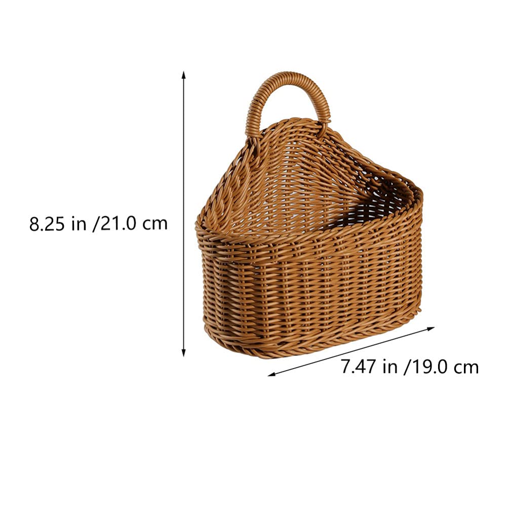 Cabilock Handwoven Woven Belly Basket - Plastic Cutlery Storage Organizer & Hanging Bin for Kitchen, Table, Cabinet, Pantry - Perfect for Forks, Spoons, Napkins & Serving Utensils (21x19cm) - Ideal for Dining Room Organization, Party Serving & Small Space Storage