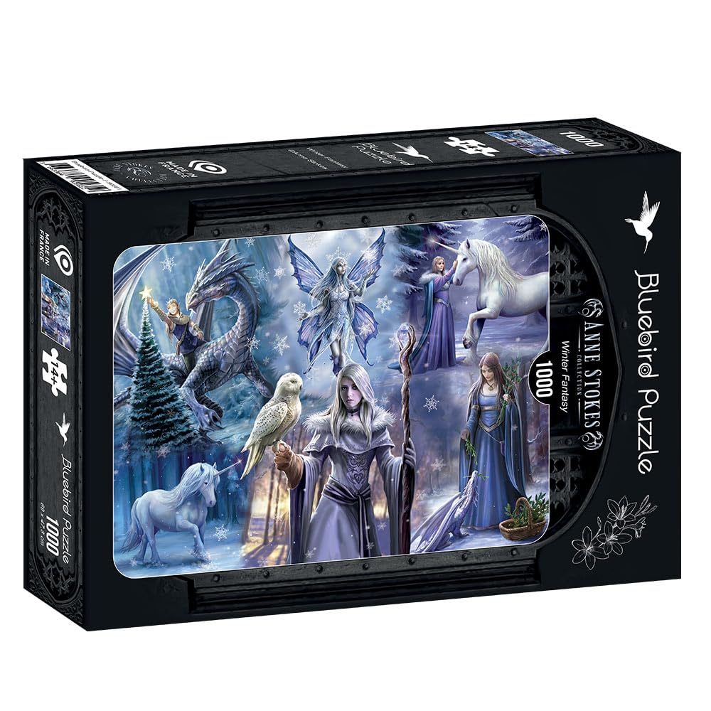 Bluebird Puzzle - Winter Fantasy 1000 Piece Jigsaw Puzzle - Fairies, Dragons & Mythical Creatures in Winter - Adult Puzzle Made in France - Perfect for Family Game Night & Holiday Decor