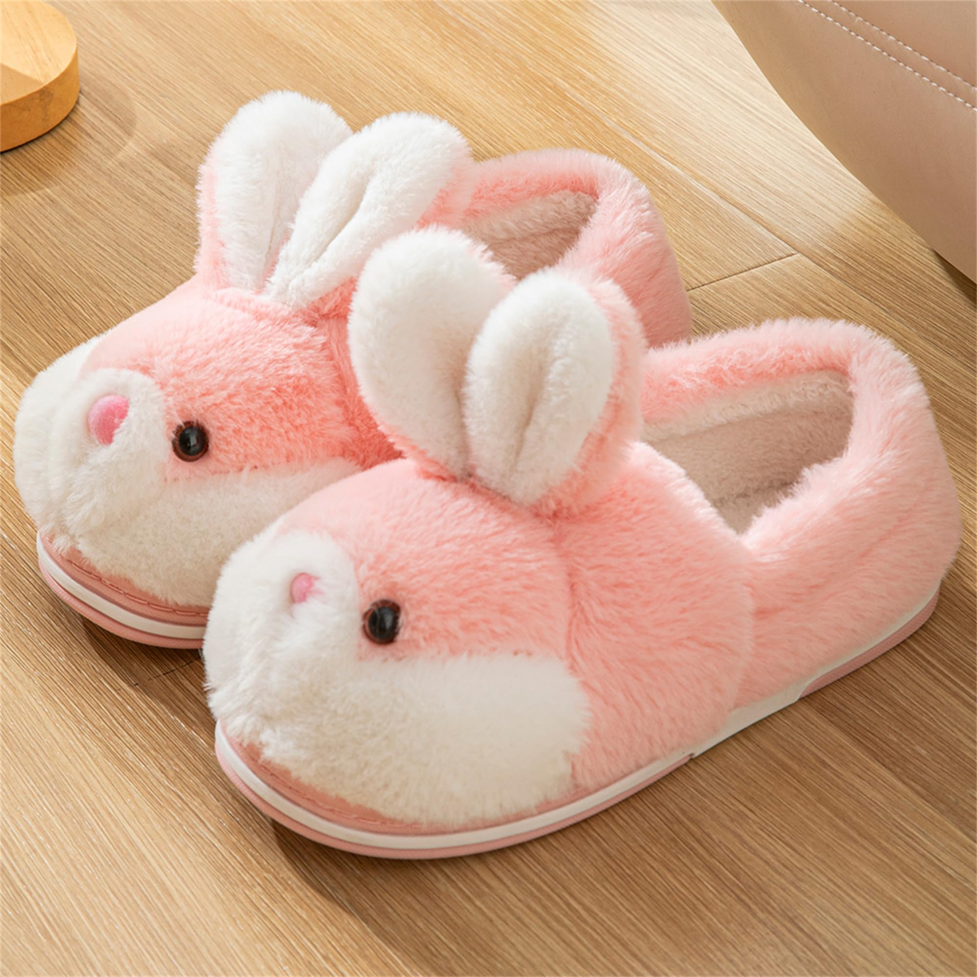 LANFIRE Women's Fuzzy Rabbit Slippers - Soft Plush Winter House Shoes for Women, Cozy Indoor & Outdoor Slippers, Warm Animal-Themed Slippers for Home, Lounge, and Gift Giving