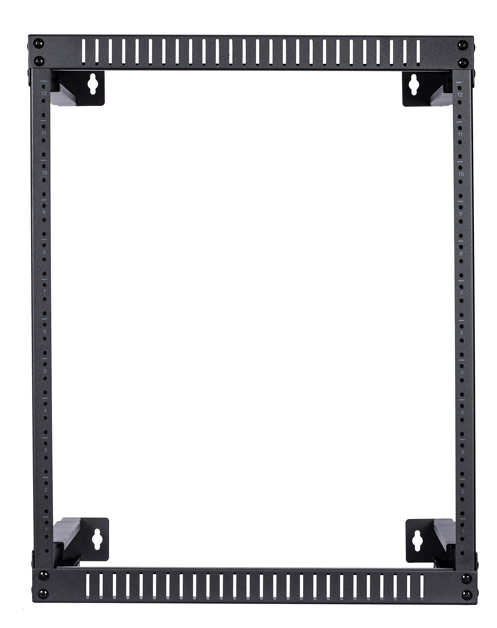 Kenuco 12U Adjustable Depth Wall Mount Open Frame Steel Network Server Rack - 17.75 Inch Deep for Home Office & Data Center Network Equipment Organization