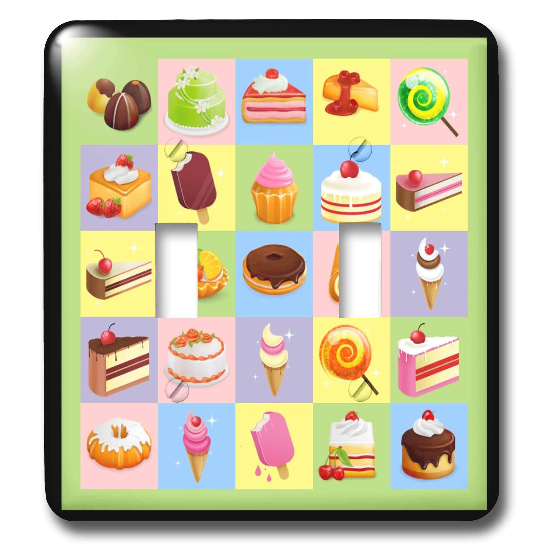 3D Rose Cakes and Ice Cream Treats Double Toggle Switch - Decorative Wall Plate for Kitchen, Bedroom, or Office (Style: lsp_23483_2) - Perfect for Home Decor and DIY Projects