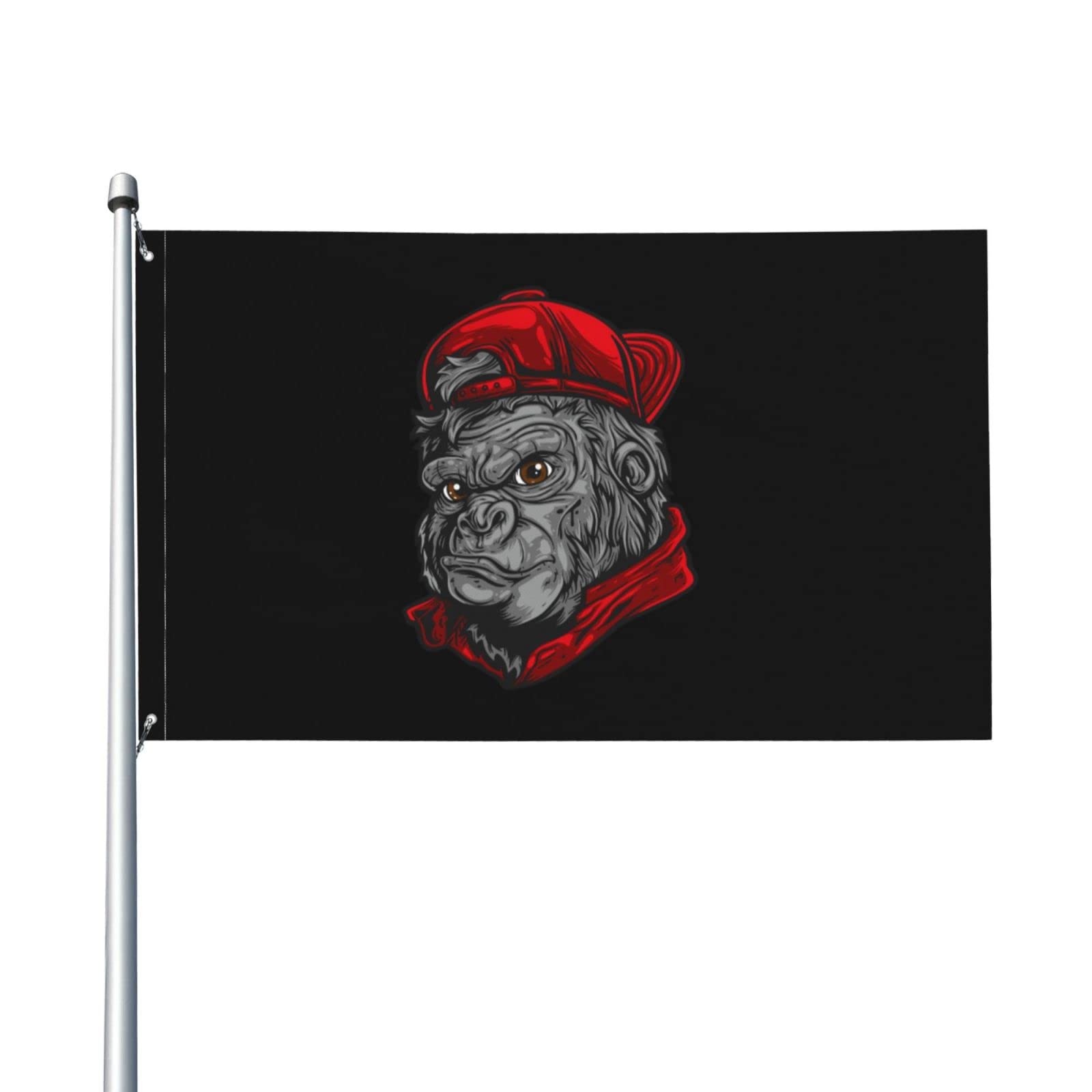 IMEEGIEN 3x5 Feet Monkey Wearing Red Hat Flag - Outdoor Garden Banner & Indoor Holiday Party Decoration | Perfect for Family Gatherings, Themed Parties, and Seasonal Festivities