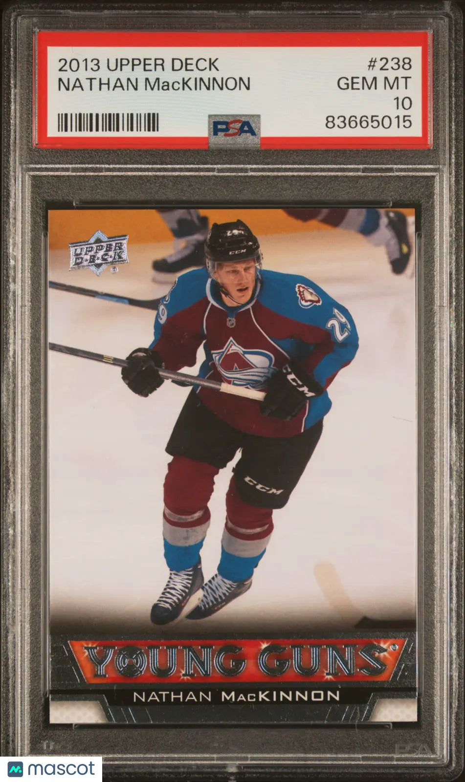 2013-14 Upper Deck Series 1 Nathan MacKinnon Young Guns Rookie Card PSA 10 Gem Mint - Perfect for Hockey Card Collectors & NHL Fans