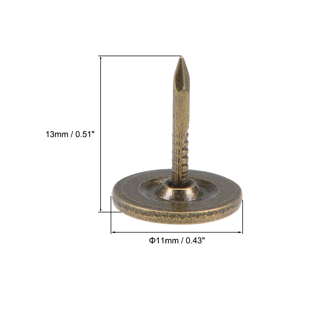 uxcell 11mmx13mm Bronze Flat Head Upholstery Nails Tacks - 25 Pcs for Furniture, Sofa, Headboard Repair & DIY Home Decor Projects
