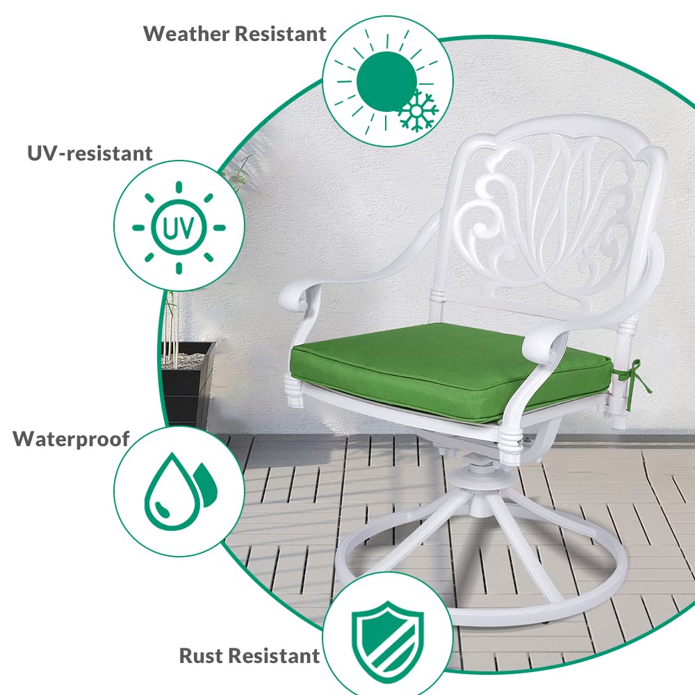 VIVIJASON 2-Piece Outdoor Bistro Swivel Dining Chairs Set - Patio Cast Aluminum Rocking Chairs with Cushions - Weather-Resistant Garden, Balcony, Backyard, Lawn Furniture - Perfect for Outdoor Dining, Relaxing & Entertaining - White