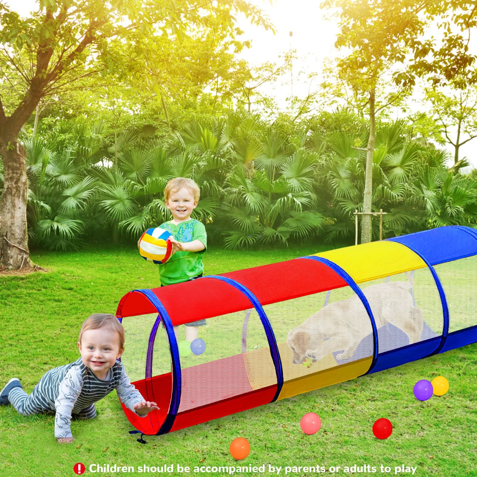 **6ft Kids Play Tunnel for Toddlers 1-3 Years - Pop-Up Crawling Toy with 2 Mesh Sides for Boys & Girls | Indoor/Outdoor Fun, Birthday Gift Idea for Babies, Toddlers & Pets**    *(Perfect for playtime, parties, daycare, backyard adventures & pet enrichment!)*