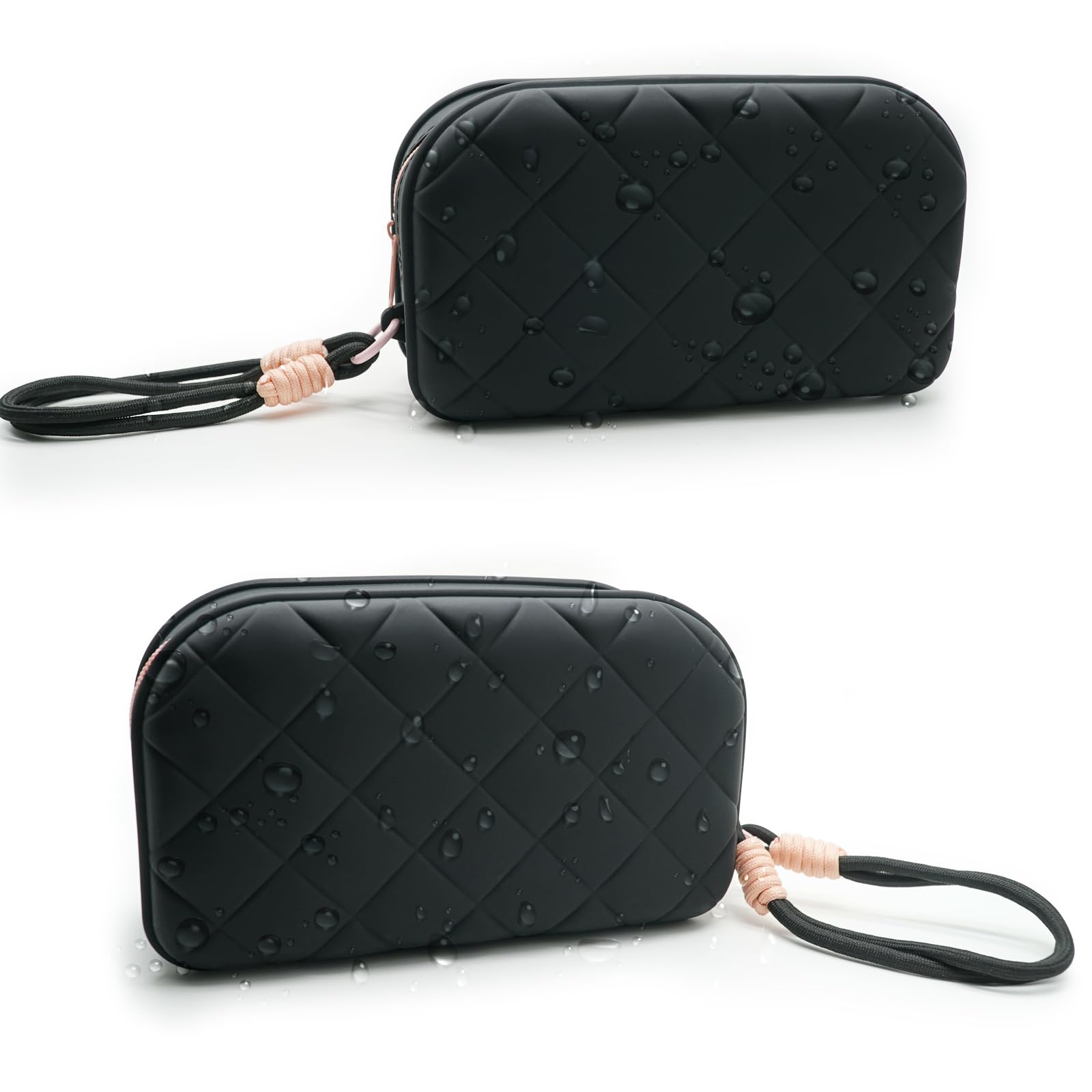 Waterproof Silicone Travel Makeup Bag for Women - Large Capacity Cosmetic Organizer with Lanyard, Portable Toiletry Pouch (Black) | Perfect for Gym, Beach, Business Trips & Daily Essentials Storage