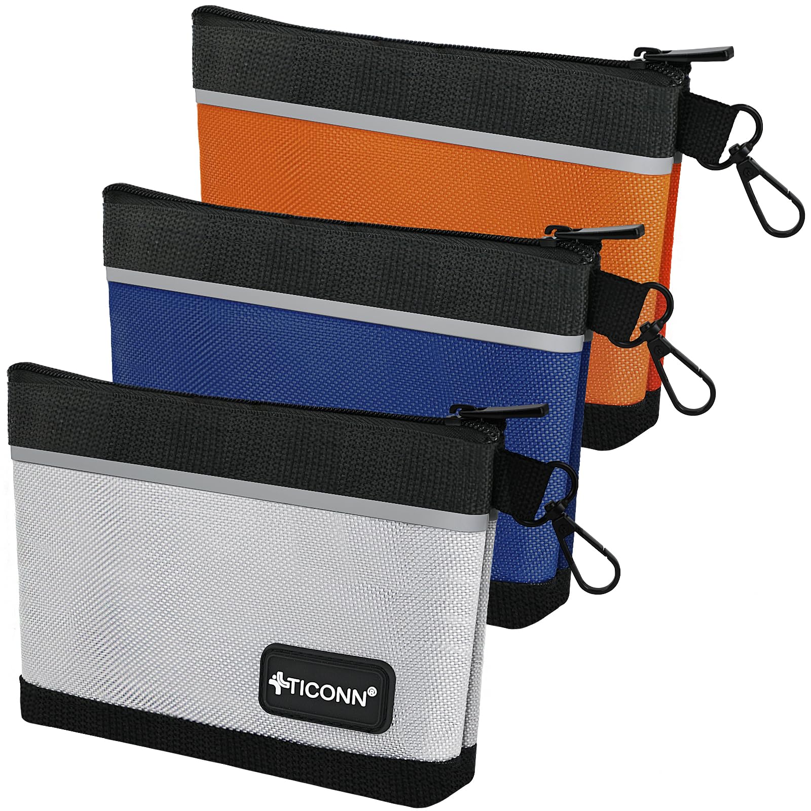 TICONN 1680D Oxford Waterproof Tool Pouch with Zipper - 3 Pack Small Utility Bags for Tool Organizers, Storage & DIY Projects - Ideal for Electricians, Mechanics & Home Repair