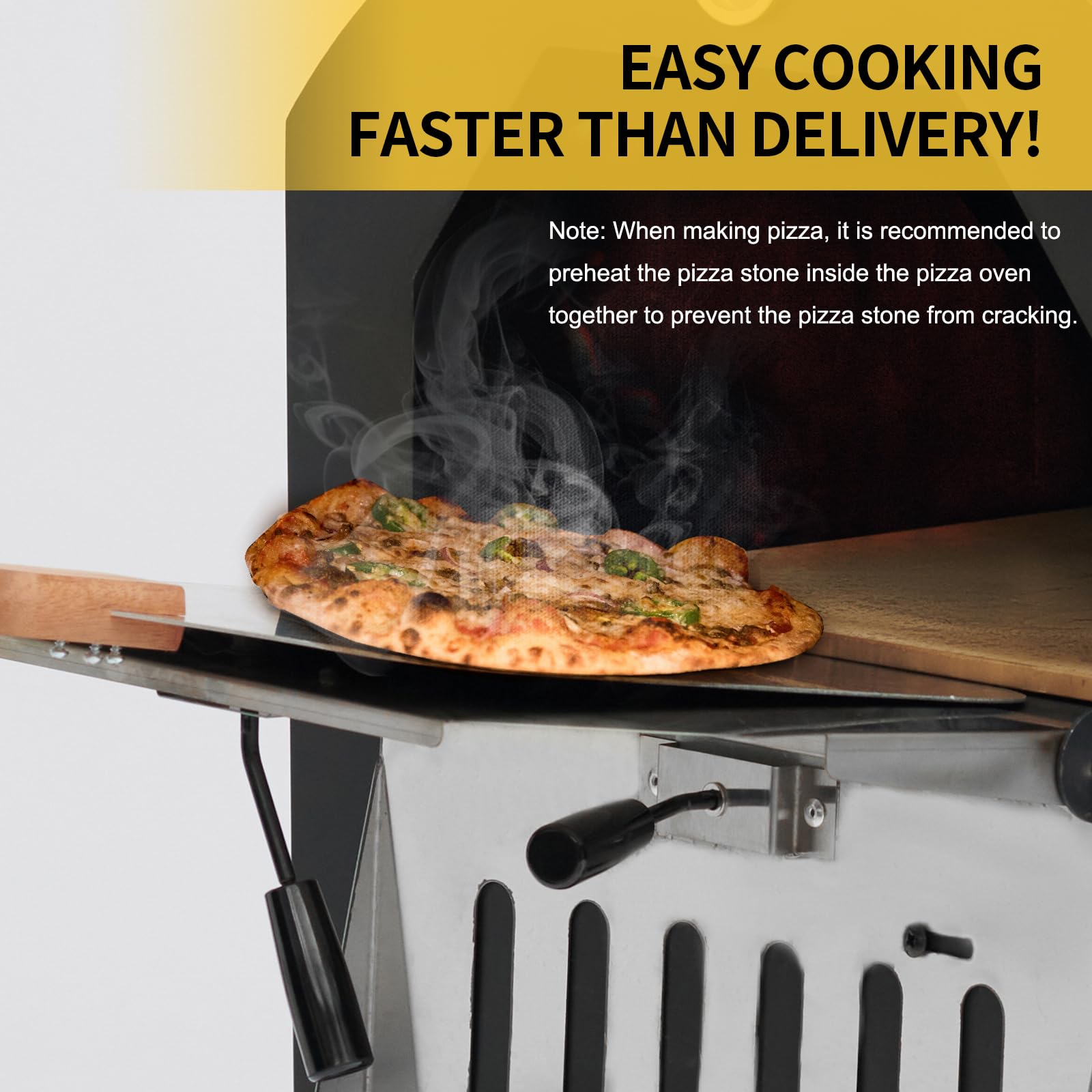 Premium Wood-Fired Outdoor Pizza Oven with Wheels - Portable Pizza Maker Kit Includes Pizza Stone, Peel, Grill Grate & Protective Cover - Perfect for Camping Trips, Backyard BBQs, Garden Parties & Outdoor Cooking Adventures (Square Design)
