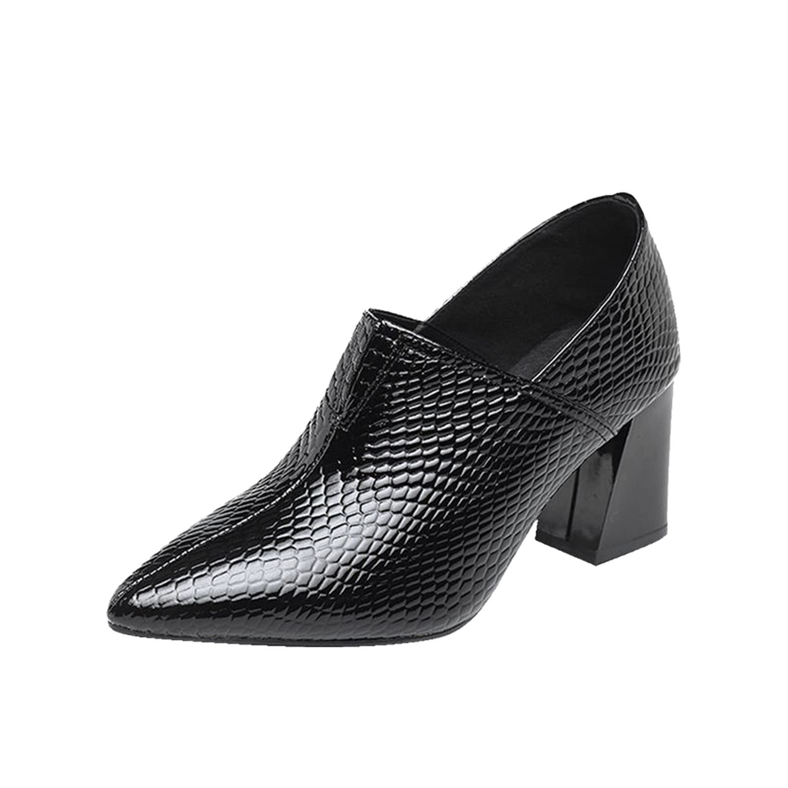 Women's Fashion Chunky Heel Pointed Toe Pumps - Snake Print Dress Shoes for Summer & Fall | Comfortable Medium Heel Work & Party Shoes for Women