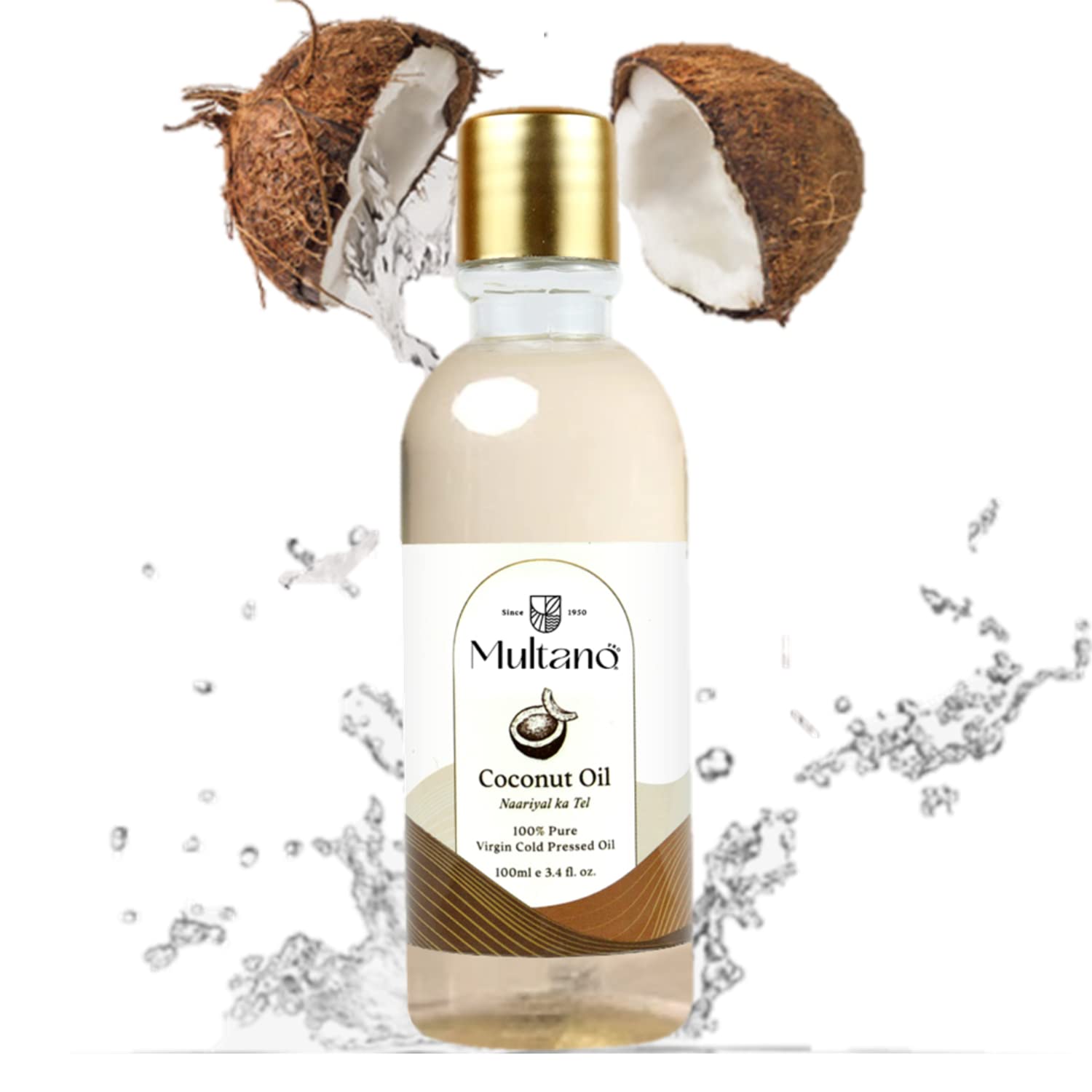 Multano Pro Cold Pressed Virgin Coconut Oil - 100% Pure Organic Unrefined Extra Virgin Coconut Oil for Cooking, Skin & Hair Care, Oil Pulling | Natural Edible Oil for Healthy Recipes, Beauty Treatments & Ayurvedic Practices (100ml)