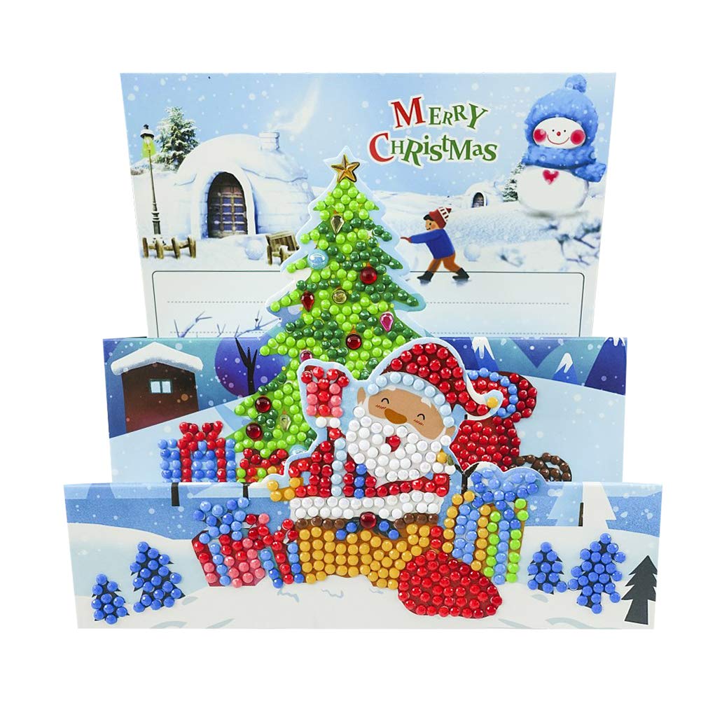 5D Diamond Painting Christmas Cards Kit - Santa Claus DIY Special Shaped Greeting Cards with Part Drill, Holiday Art Crafts Gift for Friends & Family | Perfect for Christmas Decorations, Party Favors, and Handmade Gifts