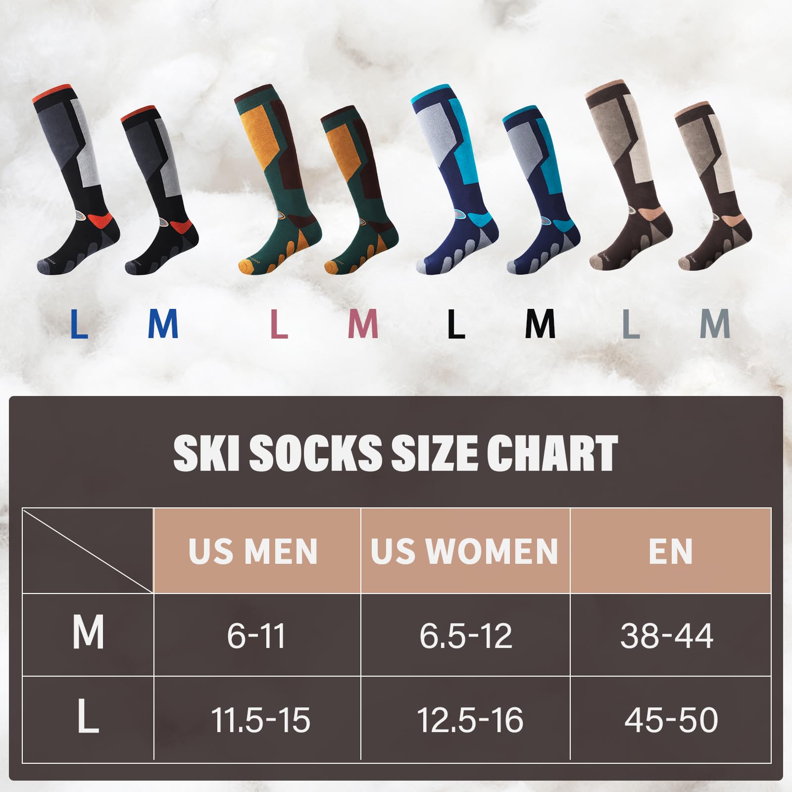 Thermal Ski Socks for Men & Women - 2/3 Pairs Knee-High Warm Socks for Skiing, Snowboarding & Winter Sports | Perfect for Cold Weather & Outdoor Activities