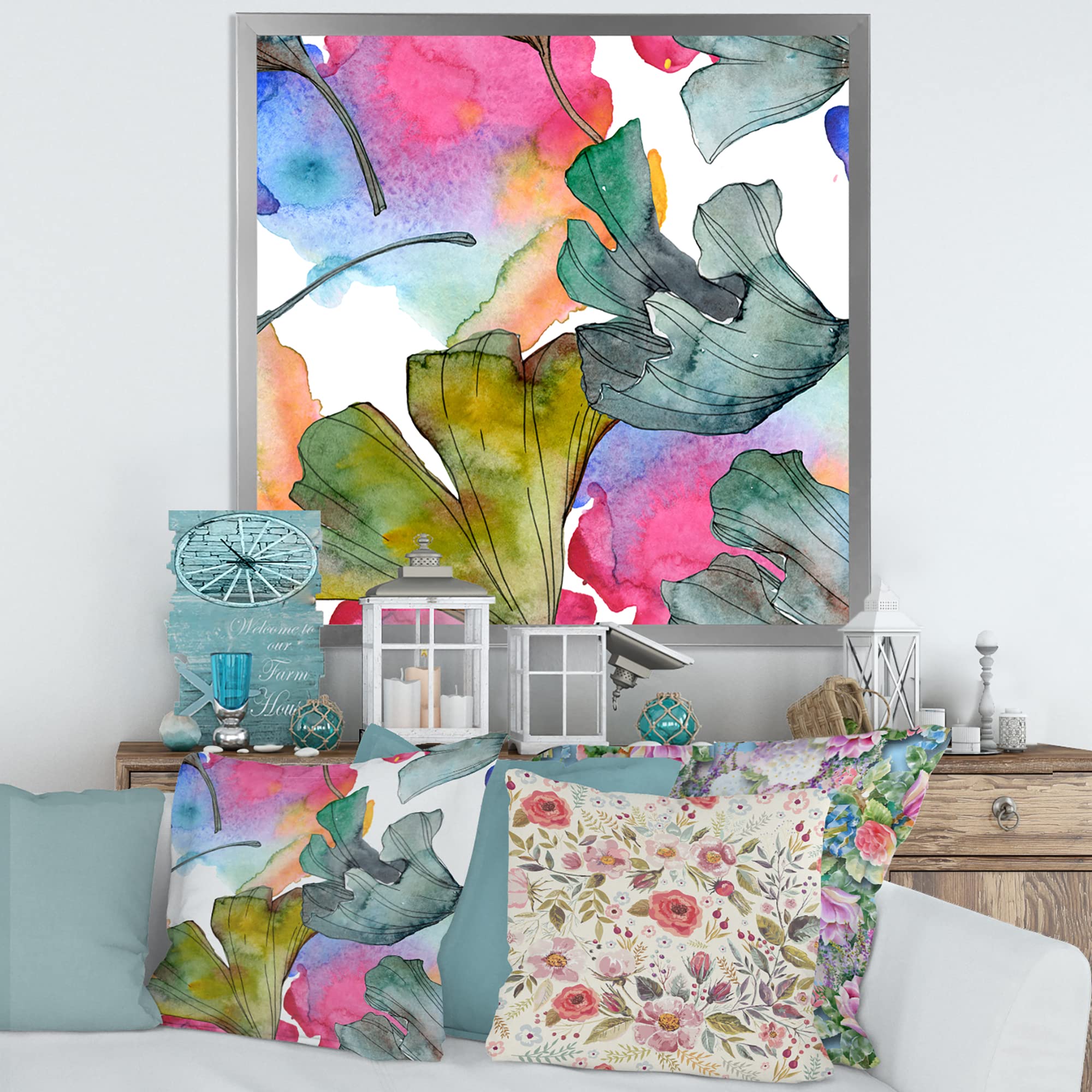 Ginkgo Biloba Leaf Framed Wall Art - Traditional Botanical Decor for Living Room, Bedroom & Office - Nature-Inspired Home Decor
