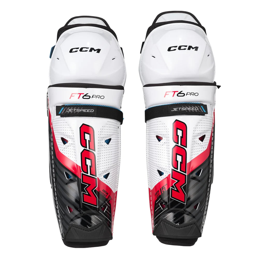 CCM Jetspeed FT6 Pro Hockey Shin Guards for Junior Players - Lightweight & Durable Protection for Ice Hockey Practice & Games
