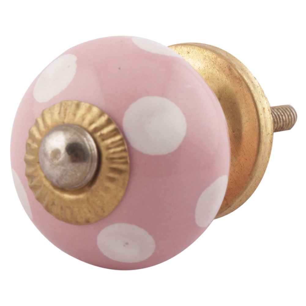 16-Piece Pink Polka Dot Ceramic Drawer Knobs - Premium Kitchen Cabinet Hardware & Dresser Pulls for Home Decor - Perfect for Cabinets, Drawers, and Furniture Upgrades