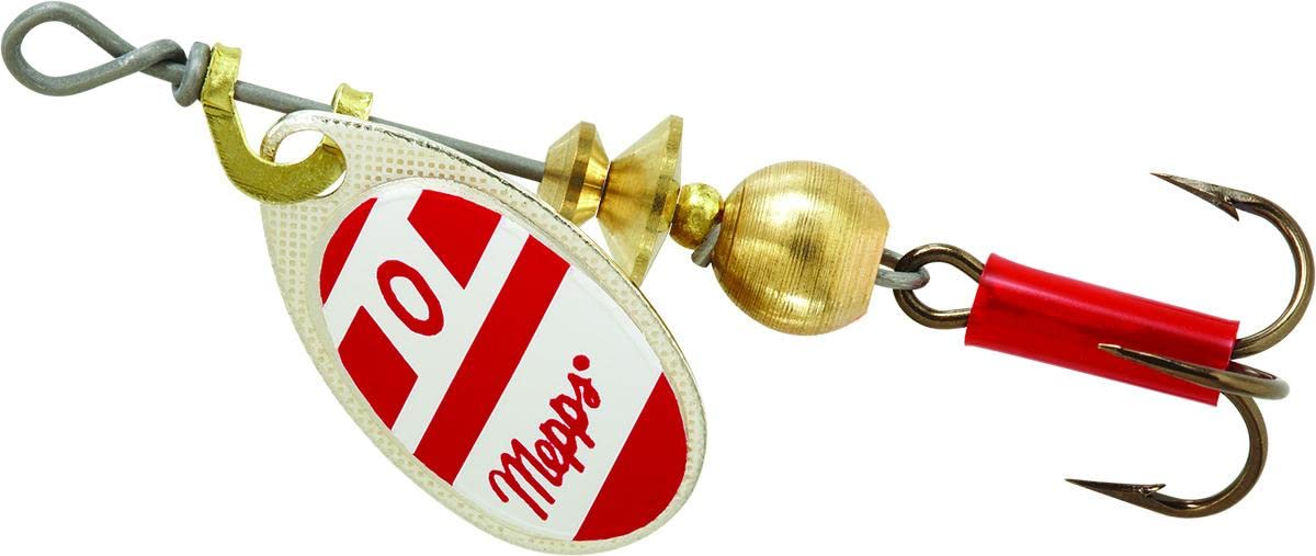 Mepps Aglia Spinner Fishing Lure - Size B0, Silver/Red/White Blade, Inline Spinner for Trout, Bass, and Panfish - Perfect for Freshwater and Saltwater Fishing