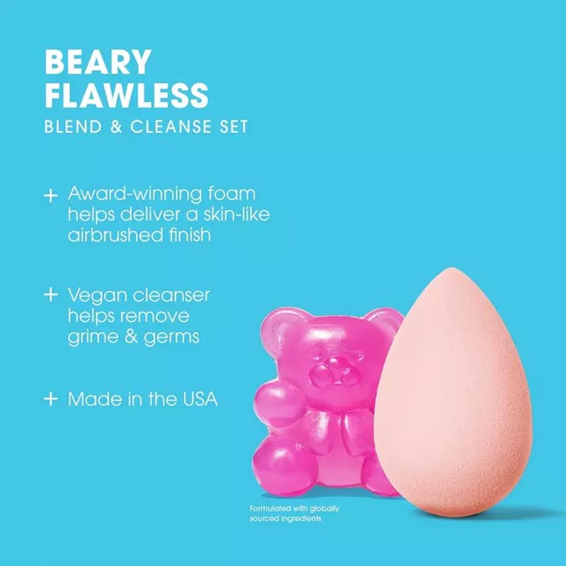 Beautyblender Sweetest Blend Beary Flawless Cleansing Set - 4-Piece Makeup Sponge & Cleanser Kit for Flawless Blending & Easy Cleaning | Perfect for Professional Makeup Artists & Daily Beauty Routines