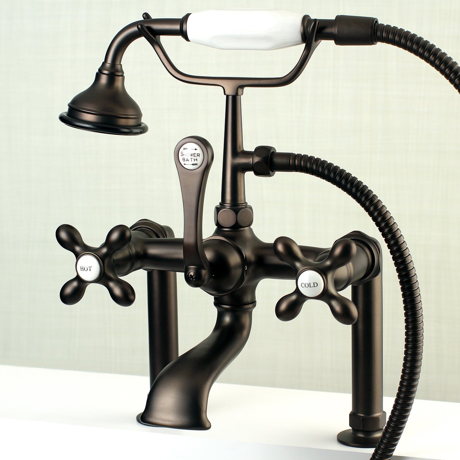 Vintage Clawfoot Tub Faucet with Hand Shower - Oil Rubbed Bronze 3-Handle 2-Hole Deck Mount Bathroom Fixture for Classic & Modern Bathrooms