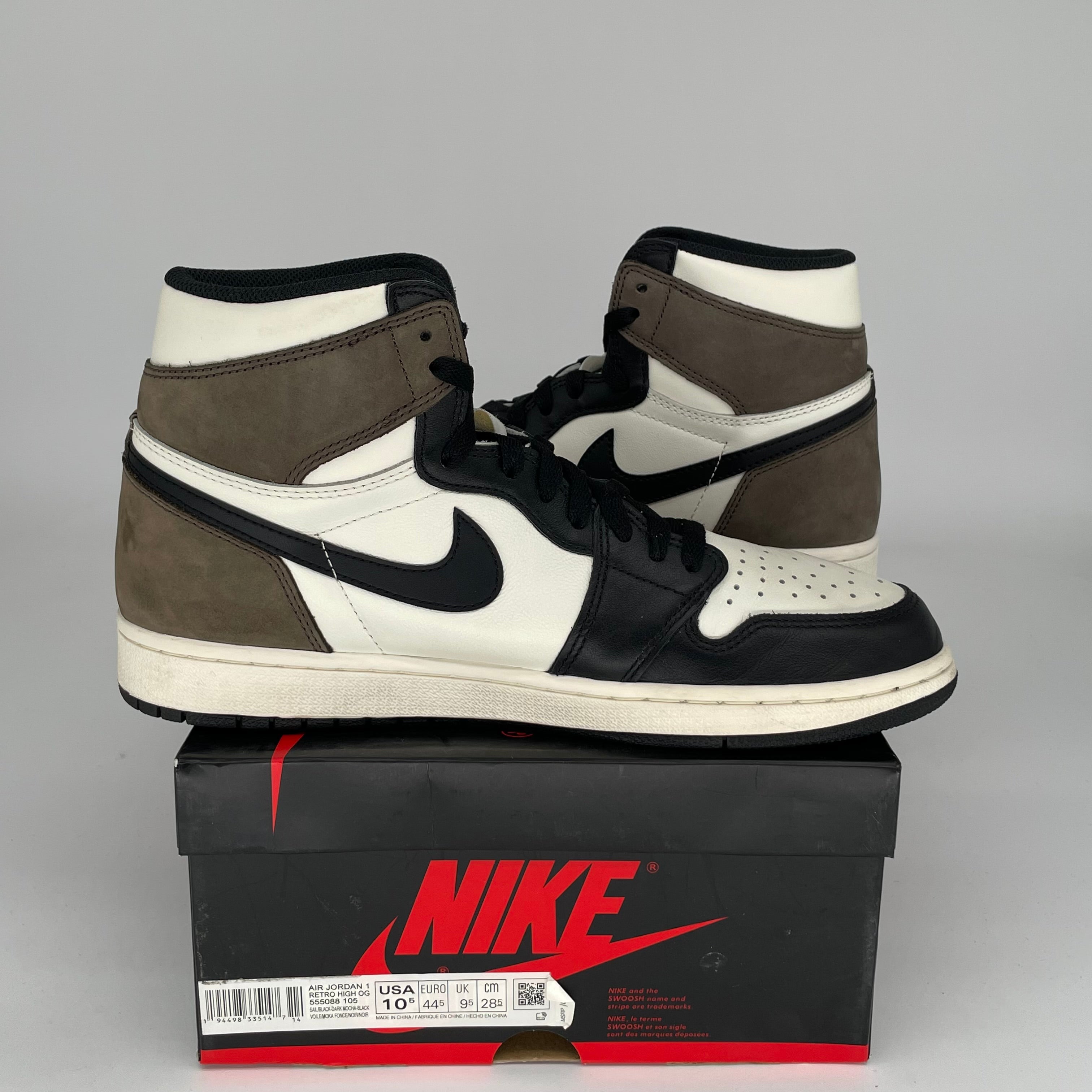 Original Air Jordan 1 Retro High OG 'Dark Mocha' Men's Size 10.5 Sneakers 555088-105 - Perfect for Streetwear & Basketball Fashion