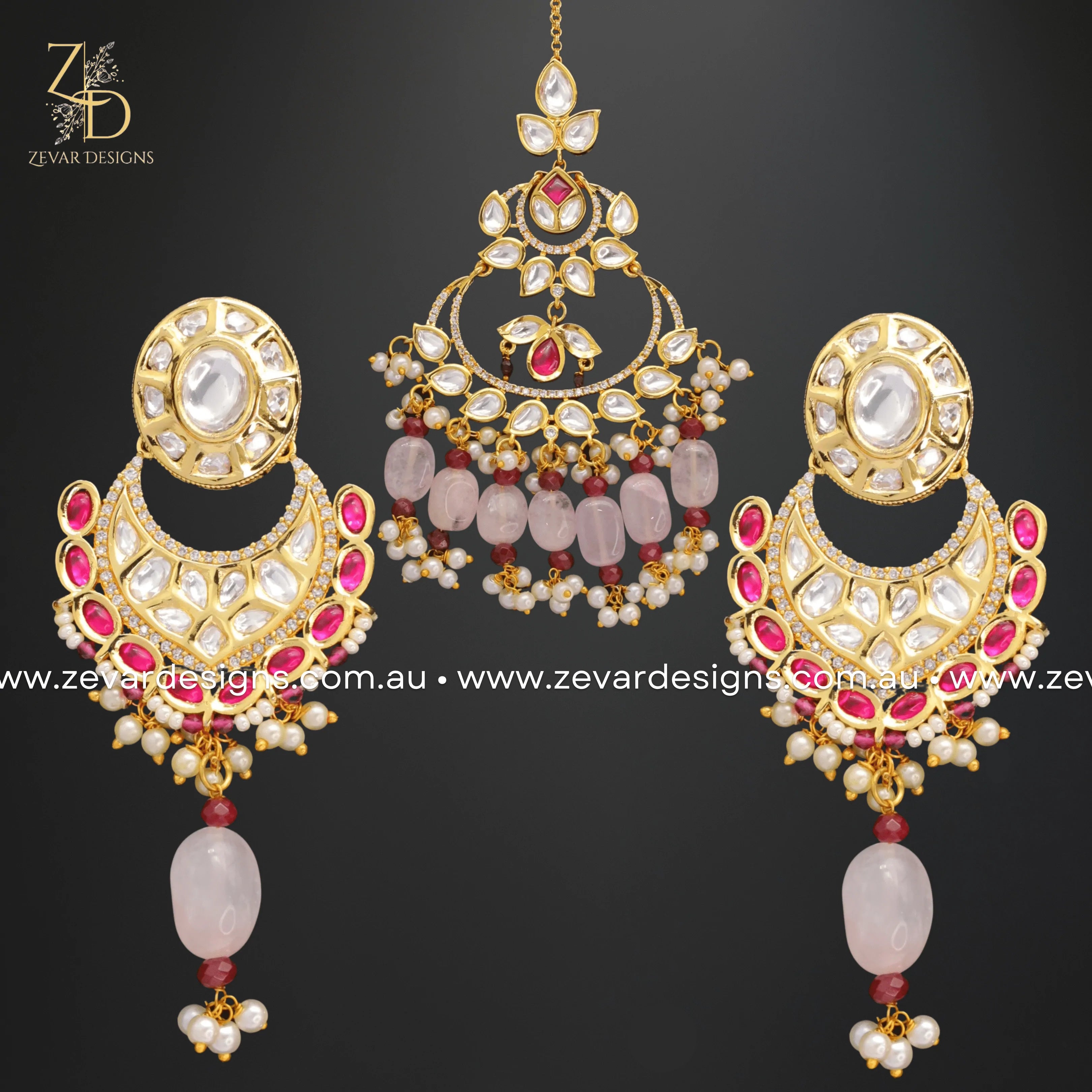 Exquisite Kundan Choker Necklace Set with Red & Pink Drops | Traditional Indian Jewelry for Weddings, Parties & Festive Occasions