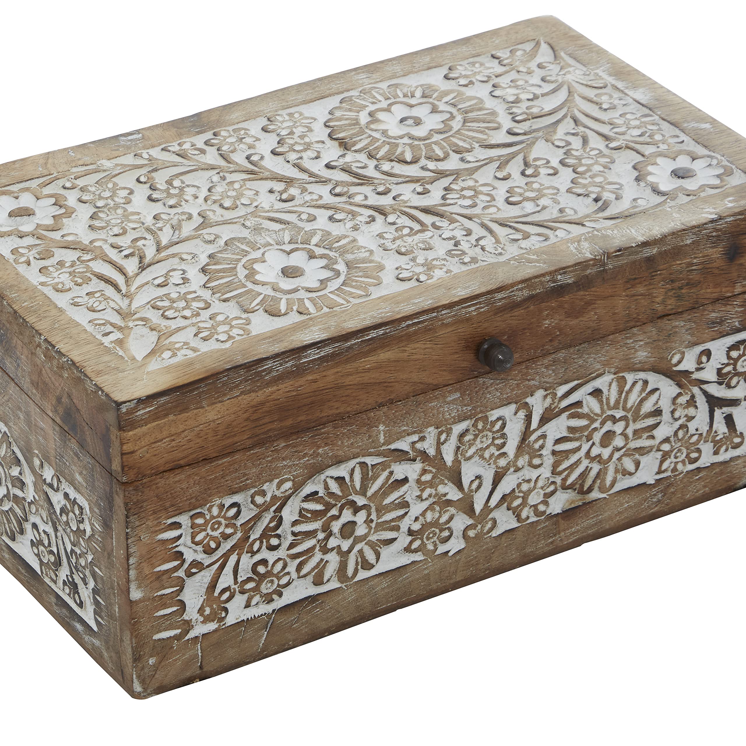 Mango Wood Floral Decorative Box Set of 3 - 8