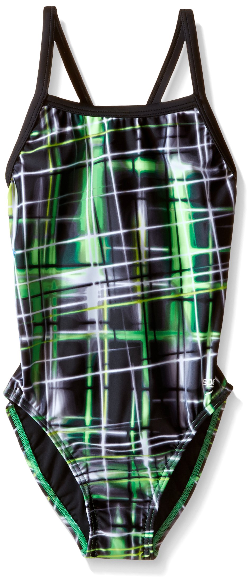 Speedo Girls Powerflex Eco Laser Sticks Pulse Back Swimsuit - Chlorine Resistant Competitive Swimwear for Training & Racing | Perfect for Swim Meets, Team Practice & Summer Pool Fun