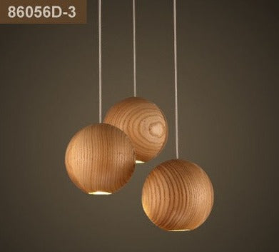 Handcrafted Wooden Globe Pendant Light - Modern Farmhouse Ceiling Lighting Fixture for Kitchen Island, Dining Room & Bedroom Decor