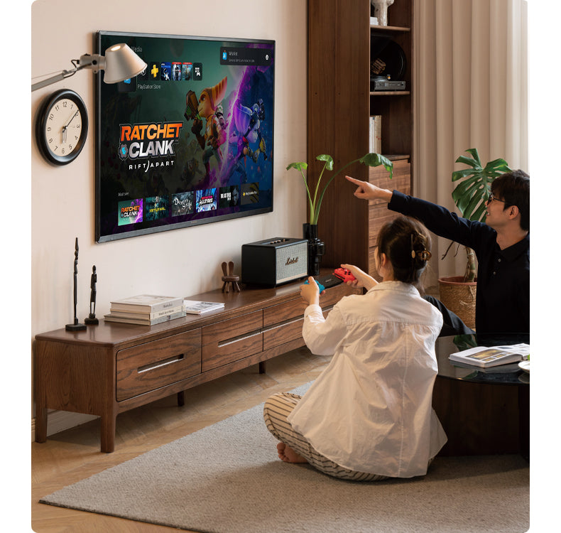 Solid Oak Wood TV Stand - Modern Entertainment Center with Storage Shelves for Living Room, Bedroom & Home Theater