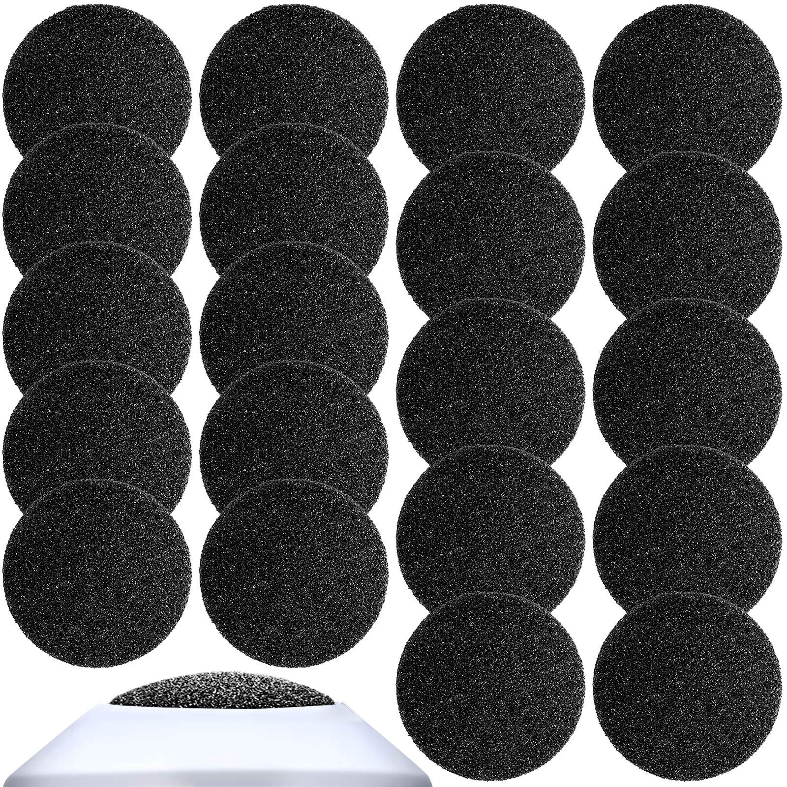 20 Pieces Coarse Replacement Pads for Electric Foot Grinder - Vacuum Adsorption Callus Remover Heads - Hard Skin & Cracked Heels Treatment - Dead Skin Exfoliation (Black) - Perfect for Home Pedicure & Foot Care Routine