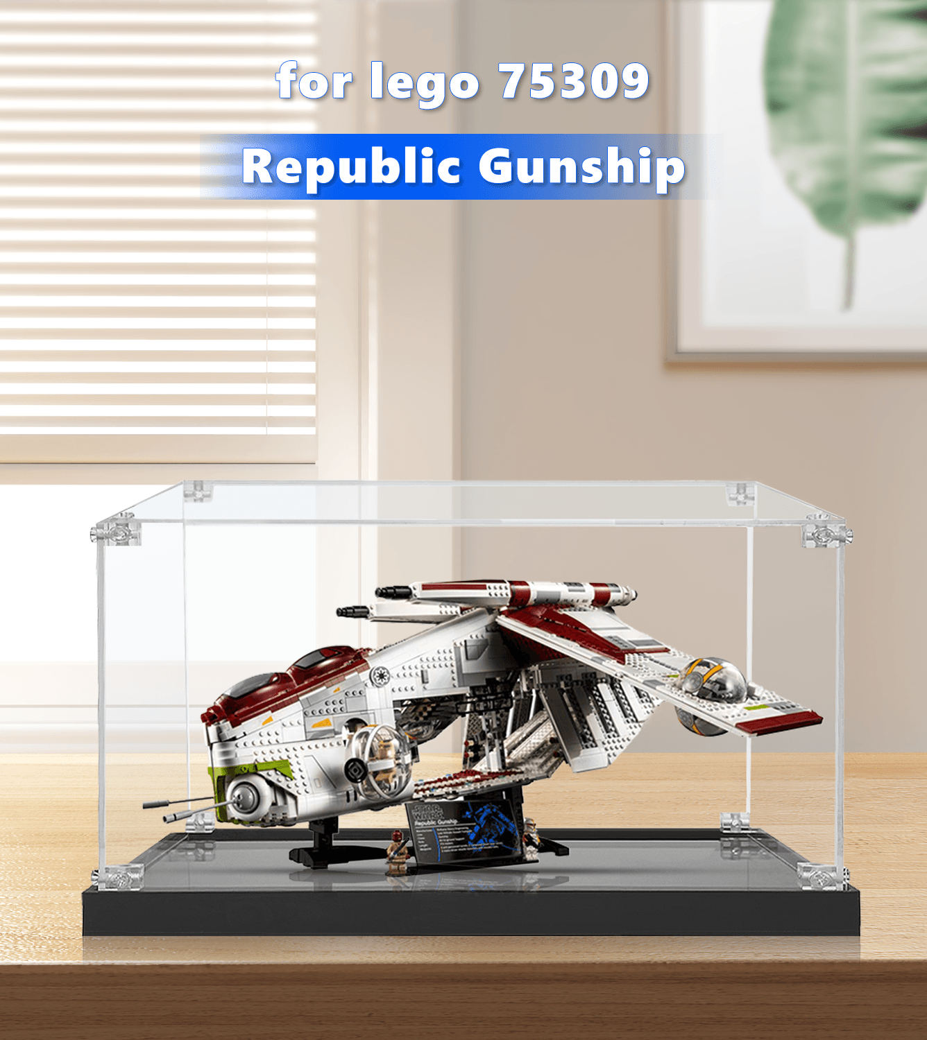 Lego Star Wars Republic Gunship 75309 Display Case - Clear Acrylic Protection for Collectible Building Sets - Perfect for Showcasing in Home Office or Game Room