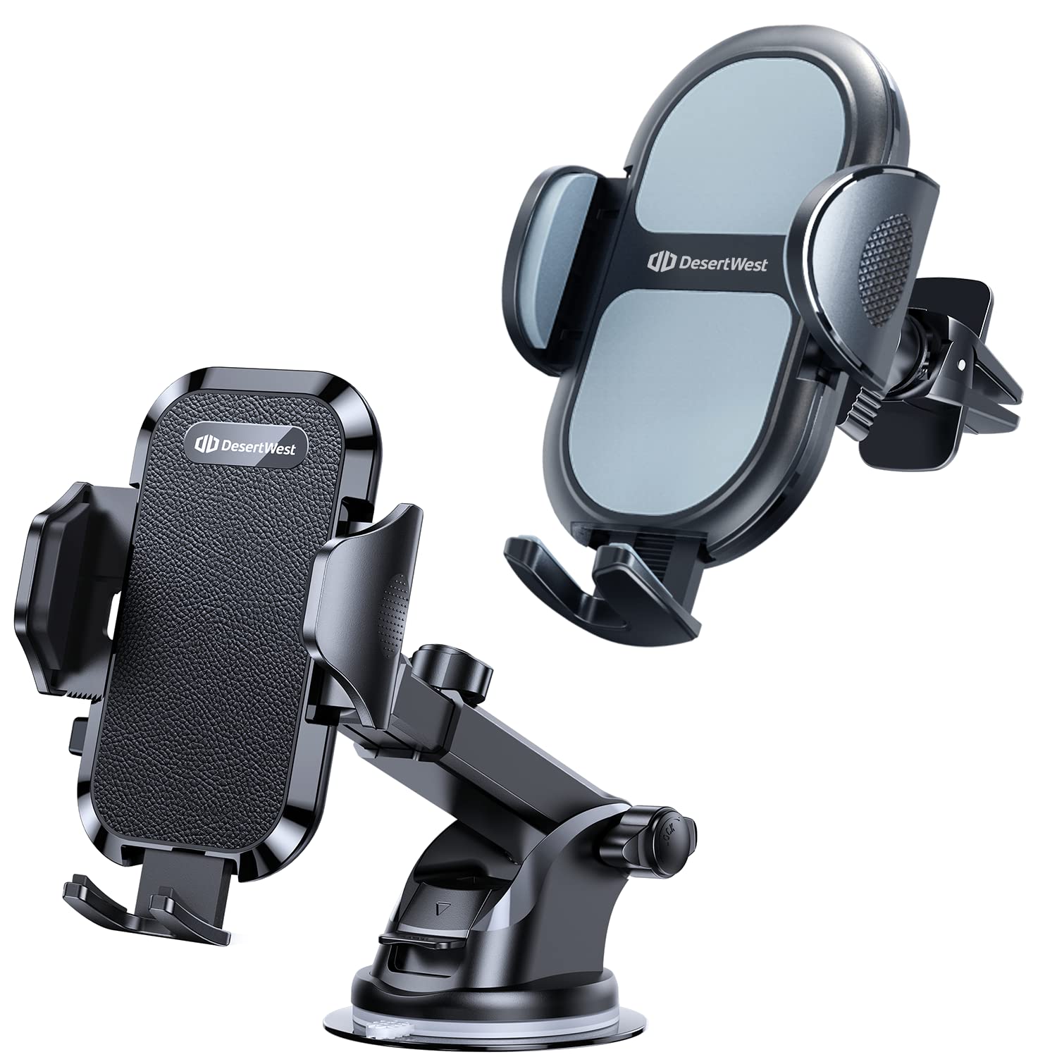 DesertWest Military Grade Car Phone Holder Mount - Universal Dashboard, Windshield & Air Vent Cell Phone Stand for iPhone, Samsung, Google Pixel | Perfect for Road Trips, Commuting & GPS Navigation