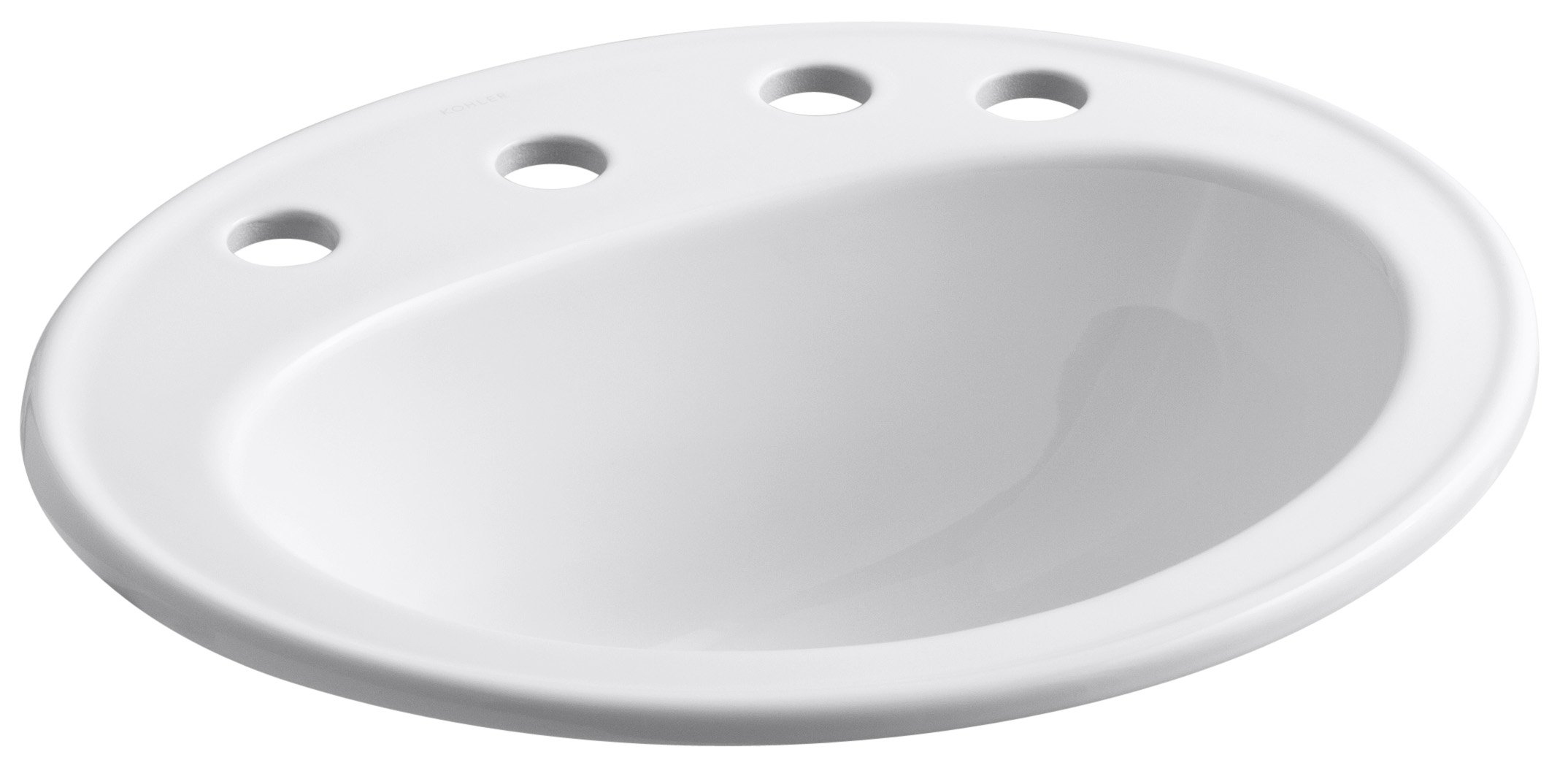 KOHLER K-2196-8R-0 White Self-Rimming Bathroom Sink with 8-Inch Faucet Centers & Right-Hand Soap Dispenser Hole - Perfect for Modern Bathroom Vanities & Powder Rooms