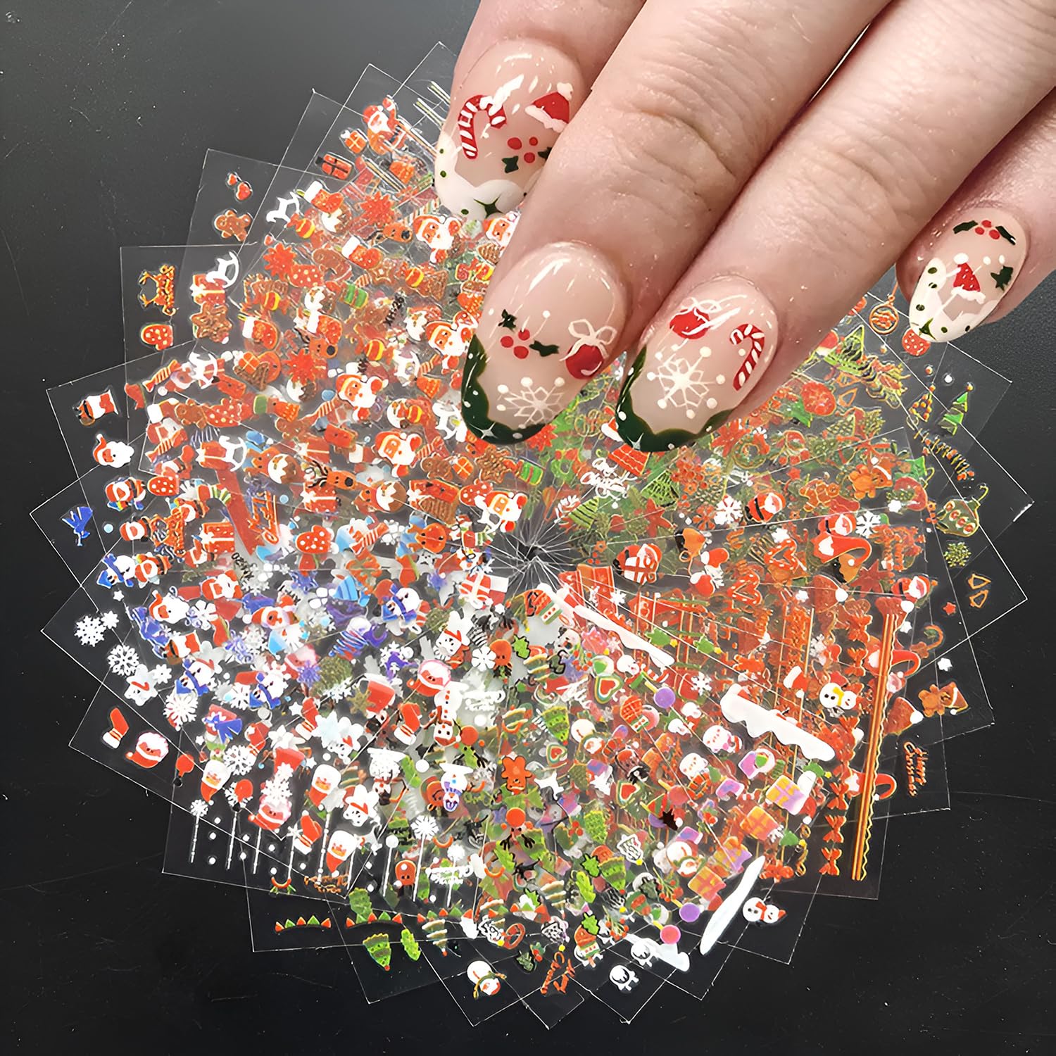 30 Sheets Christmas Nail Art Stickers - 3D Adhesive Snowflake Nail Decals for Women | Holiday Party, Gift Giving & Winter Nail Designs