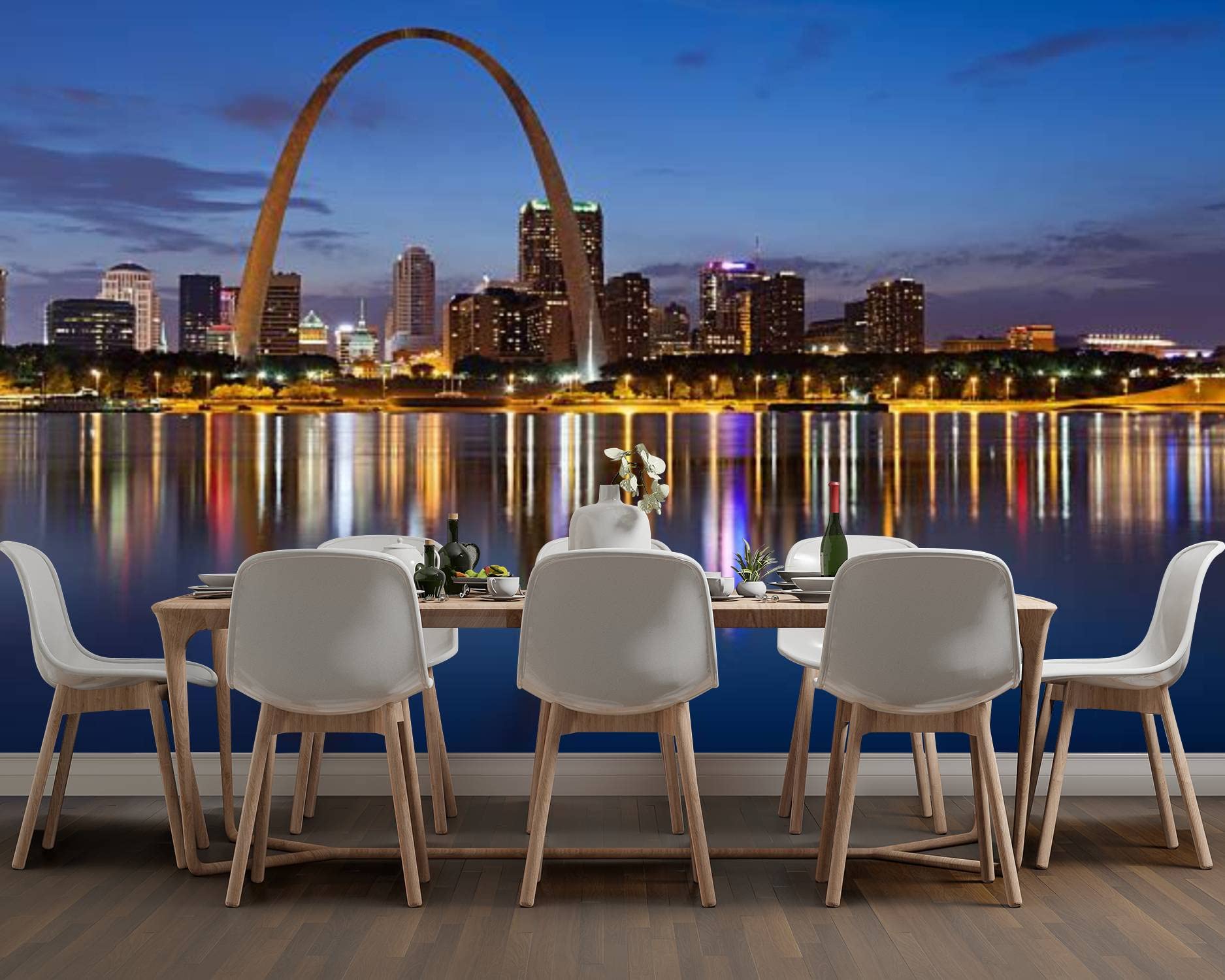 St. Louis Skyline PVC Peel and Stick Wallpaper - Removable Self-Adhesive Wall Mural for Living Room, Bedroom & Home Decor | Easy DIY Wall Sticker for Urban Apartment, Office or Dorm Room