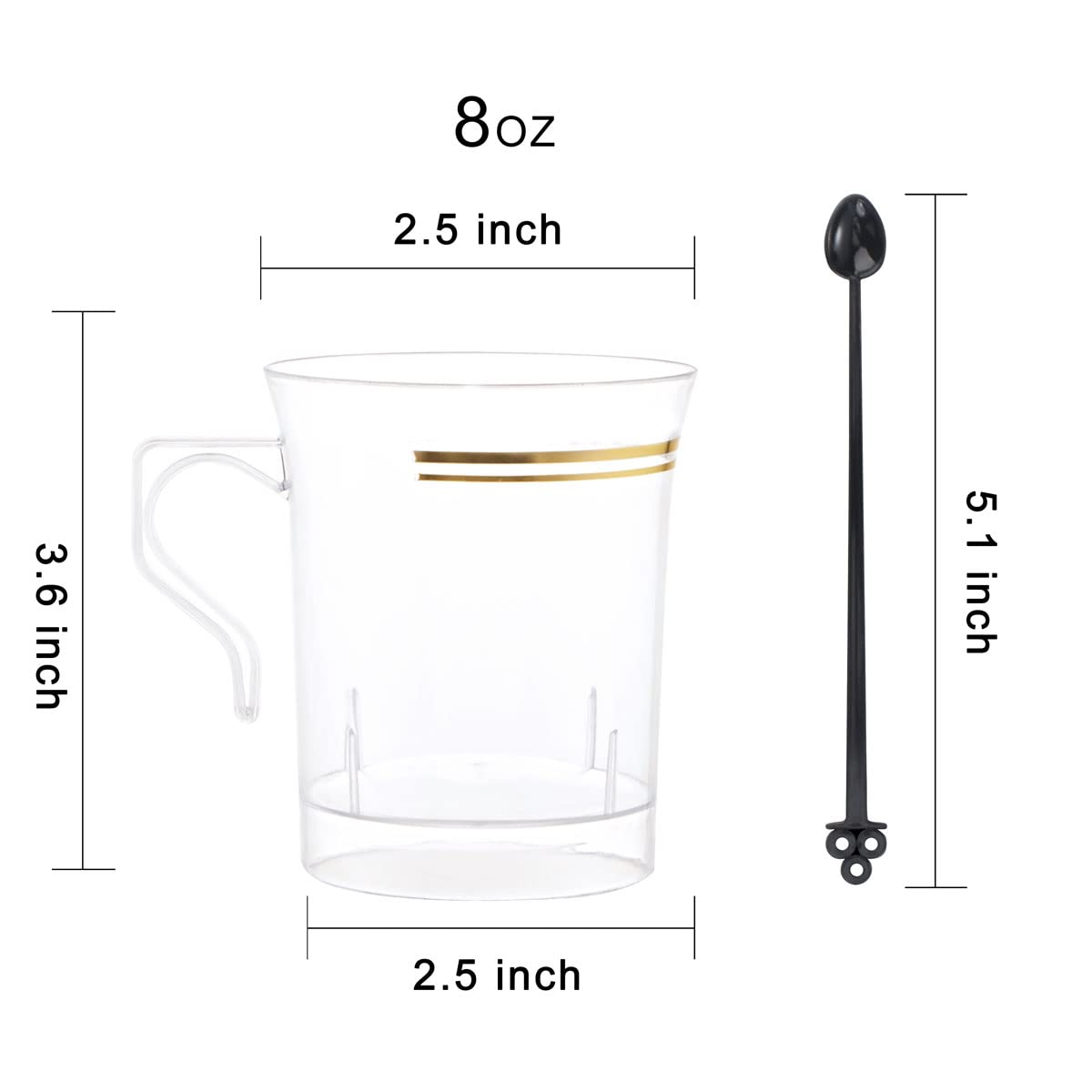 100PCS Clear & Gold Plastic Plates and 60 Pack Clear Gold Plastic Coffee Mugs - Elegant Disposable Tableware for Parties, Weddings, and Events