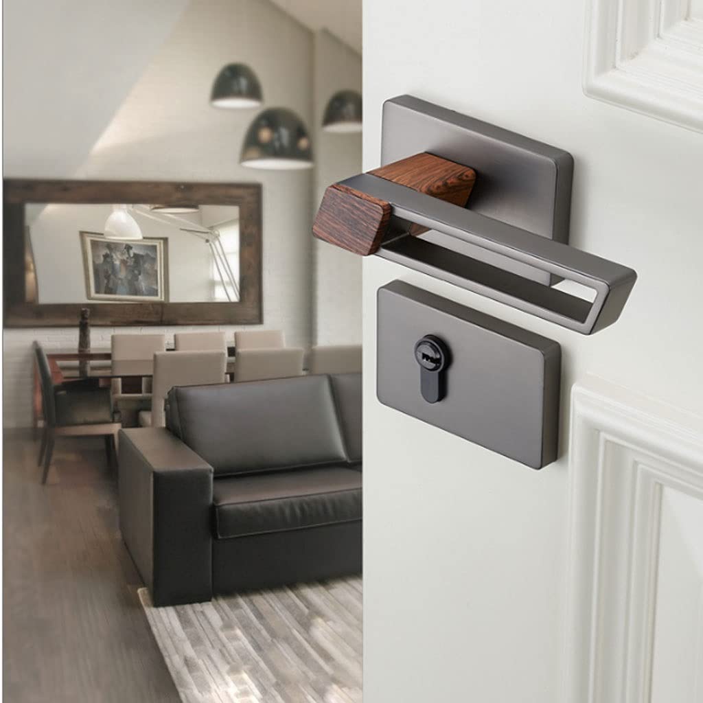 Silent Magnetic Door Knob Lever Lock with Key - Golden Finish for Bathroom, Bedroom, Study & Kitchen - Noise-Reducing Handle for Privacy & Quiet Spaces