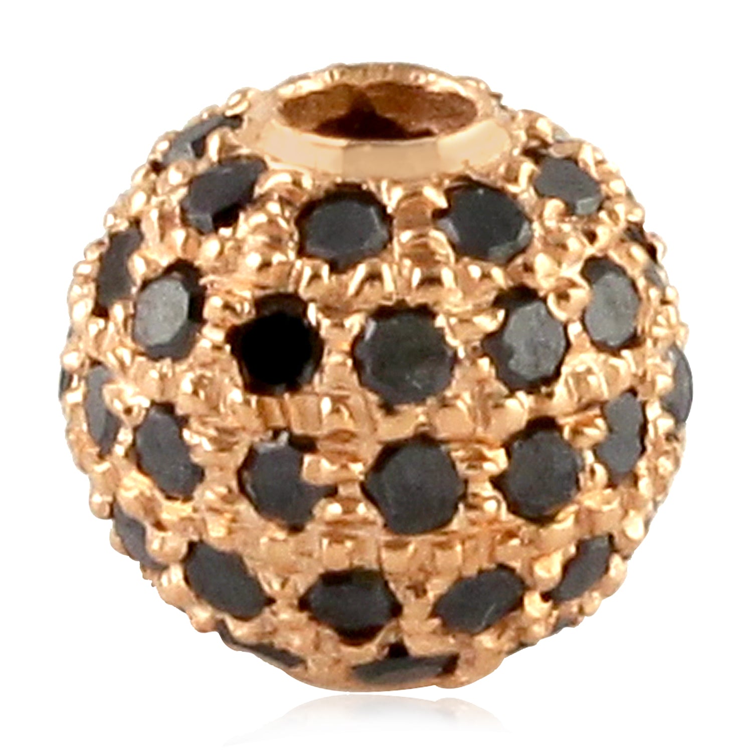 18k Rose Gold Black Diamond Pave Bead Ball - Jewelry Making Supplies for Necklaces, Bracelets & DIY Craft Projects