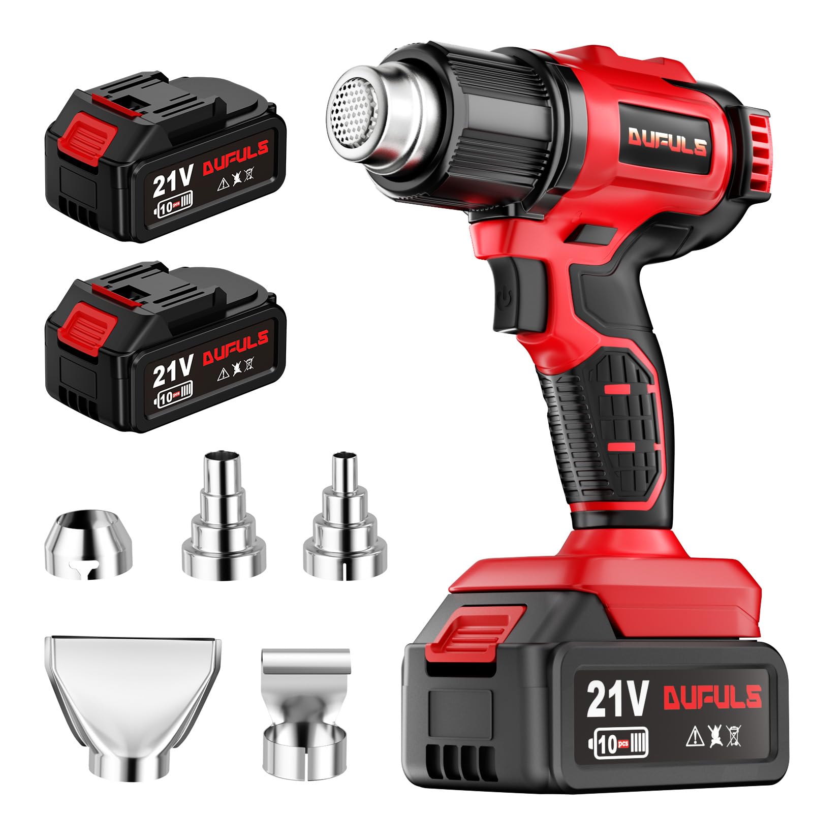 Cordless Heat Gun with 2 Rechargeable Batteries & 5 Nozzles - 1022℉ Hot Air Gun for Shrink Tubing, PVC Wrapping, DIY Crafts - Perfect for Home Repairs, Automotive Work, and Art Projects
