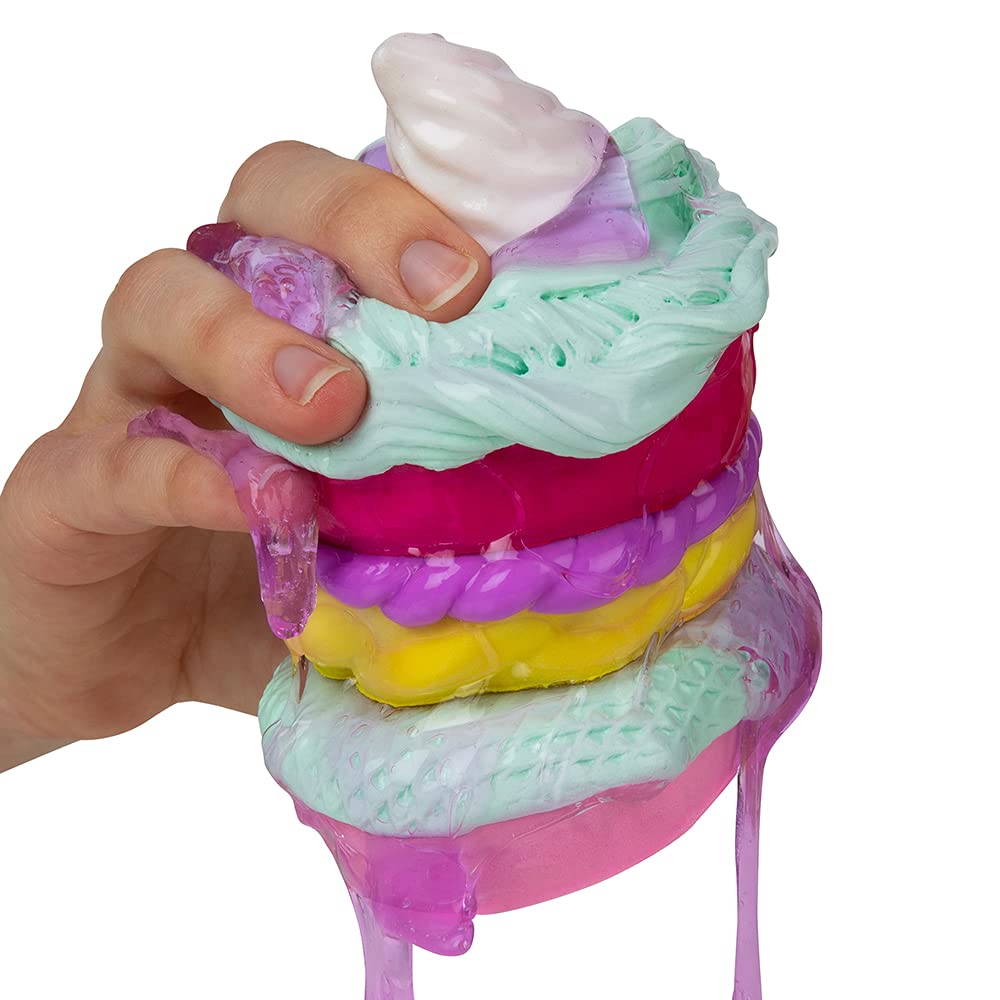 ORB 35774 Slimi Cafe Squishie Donut Stack Starter Pack with Hole-Ties - DIY Squeeze Pastry Toys for Kids Ages 8+ (Pink/Yellow) - Fun Stress Relief & Sensory Play for Home, Classroom & Travel