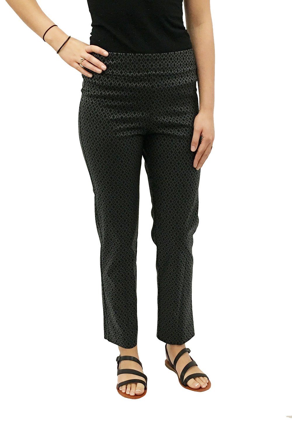 Krazy Larry Women's Pull-On Ankle Pants - Stretchy Comfort Pants for Work, Travel & Casual Wear - Soft Elastic Waist Lounge Pants for Everyday Comfort