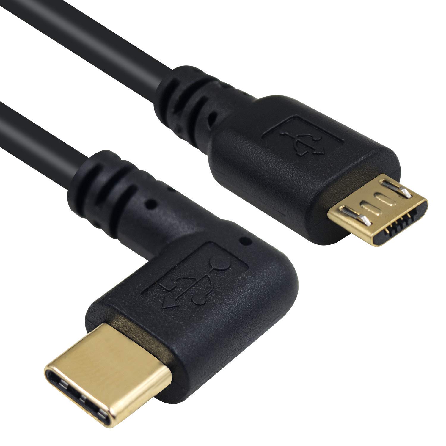Duttek 90 Degree Right Angle USB C to Micro USB Cable 10 Inch Short - Fast Charging & Data Sync for MacBook Pro, Samsung Galaxy, Android Phones - Perfect for Travel, Car, Office & Tight Spaces