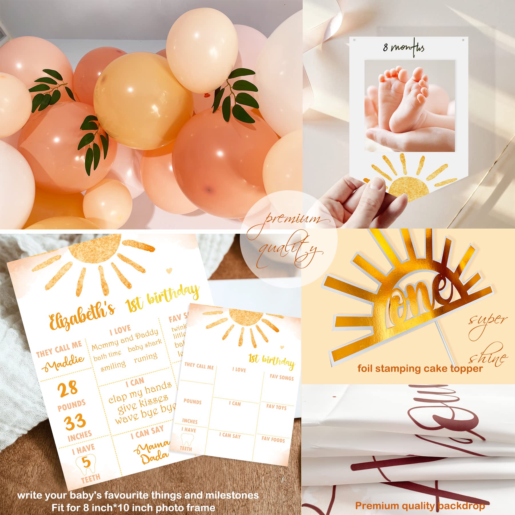 First Birthday Boho Backdrop & Decorations - Sun Theme Party Supplies for 1st Birthday Celebrations, Baby Showers & Photoshoots